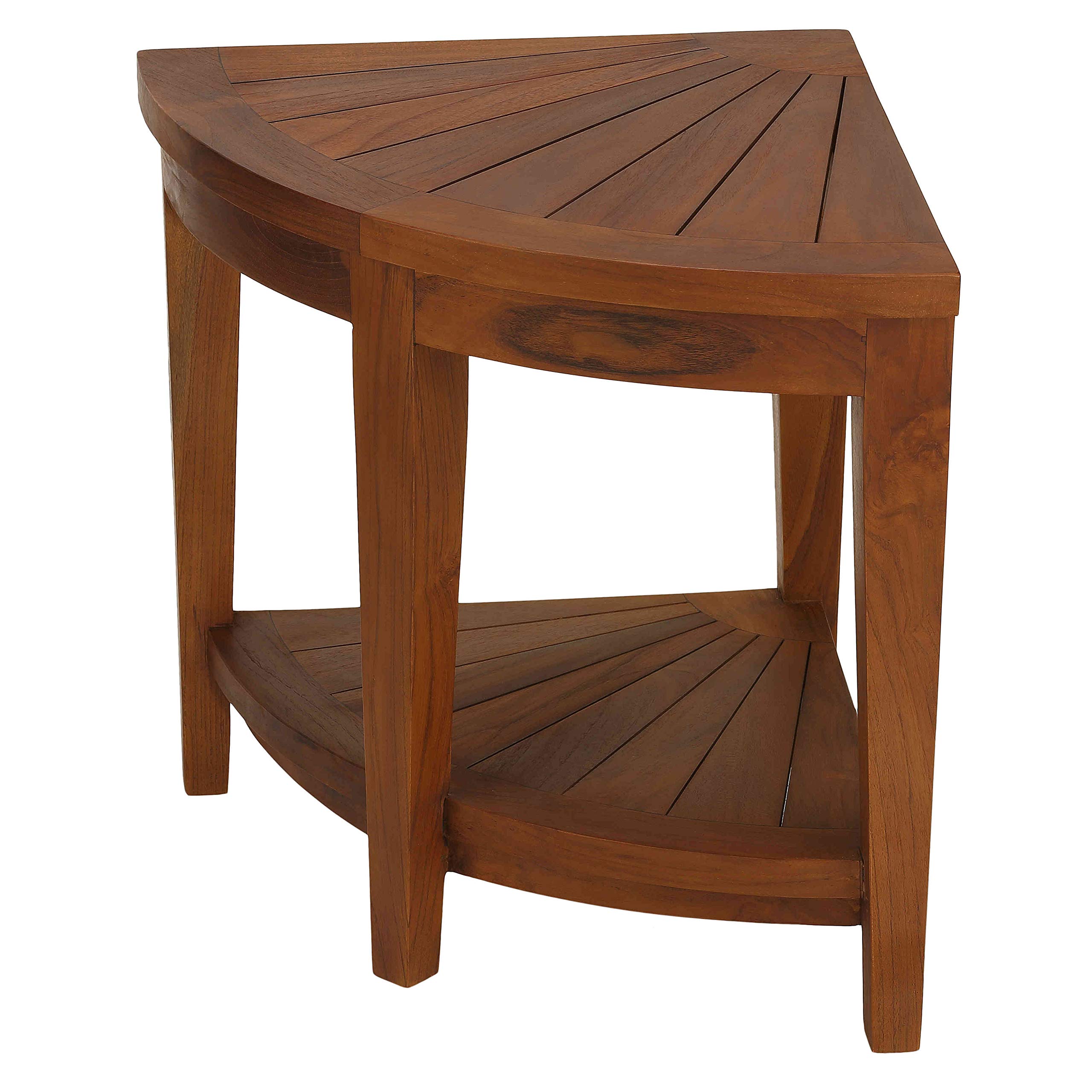 Bare Decor Hanna Corner Spa Stool - Solid Teak Wood with Teak Oil Finish - Perfect for Bathroom, Spa, and Relaxation Corner