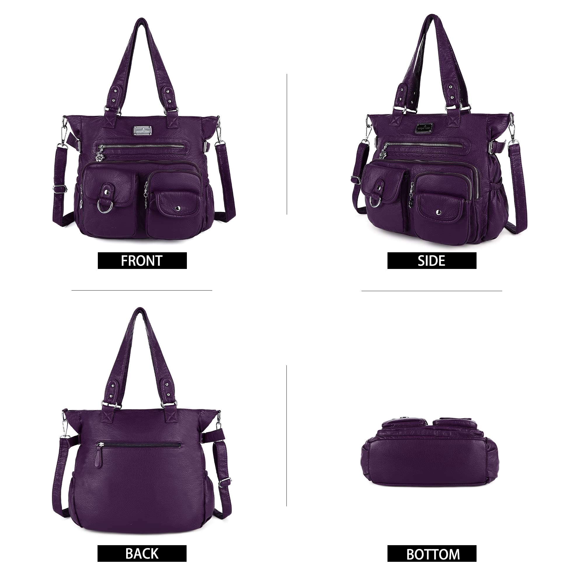 Angelkiss Women's PU Tote Shoulder Bag with Pockets - Perfect for Work & Travel