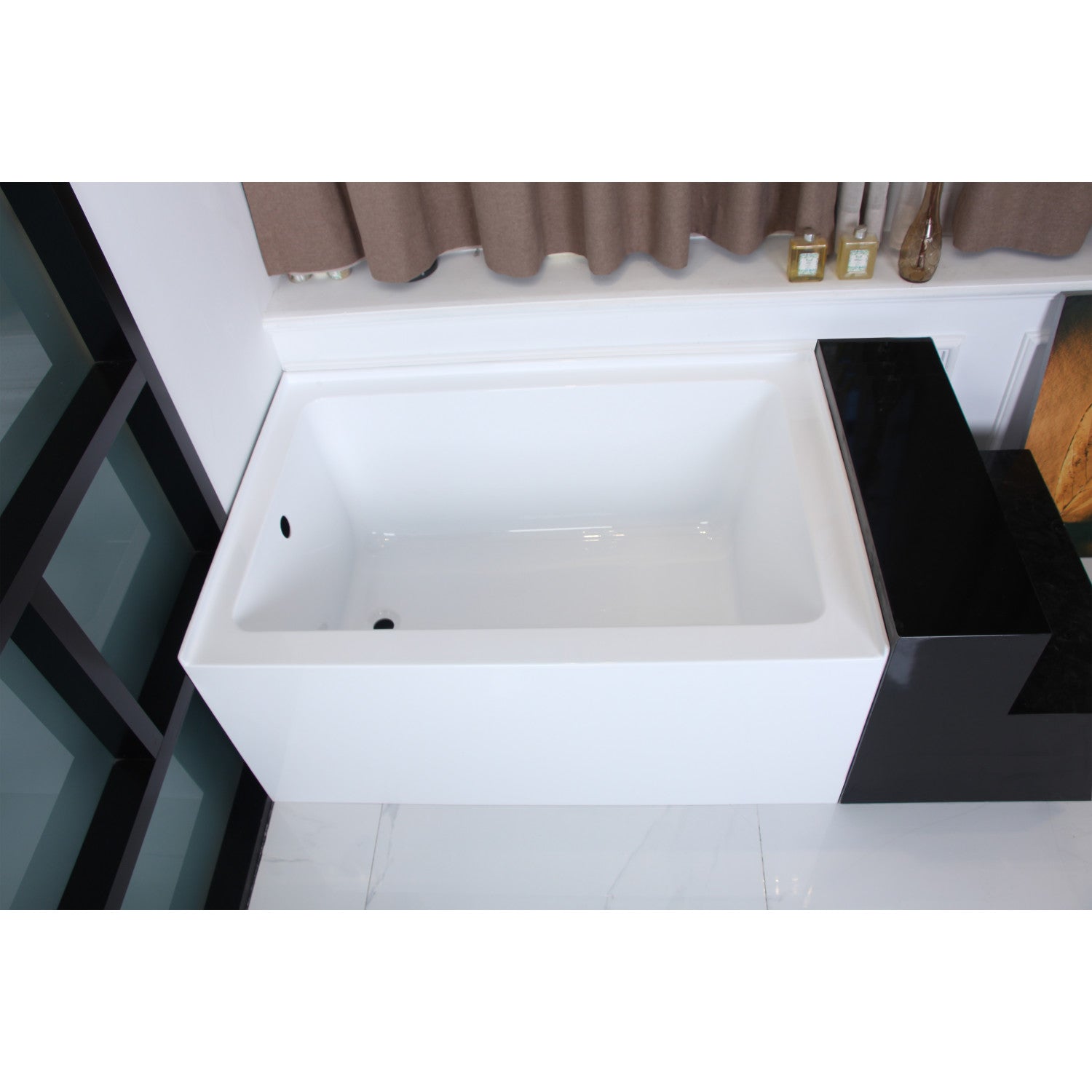 Aqua Eden VTDE483222L 48-Inch Acrylic Rectangular 3-Wall Alcove Bathtub - Left Hand Drain - Glossy White - Perfect for Small Bathrooms & Modern Home Spa Experience