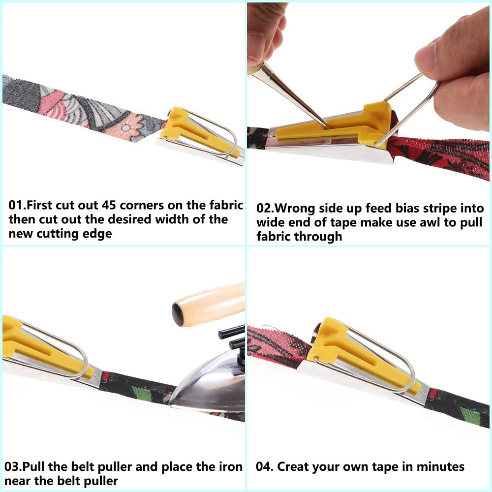 5-Piece Bias Tape Maker Set - 6MM, 9MM, 12MM, 18MM, 25MM Fabric Binding Tool Kit for DIY Sewing, Quilting & Crafting - Perfect for Hemming, Edge Finishing & Decorative Projects