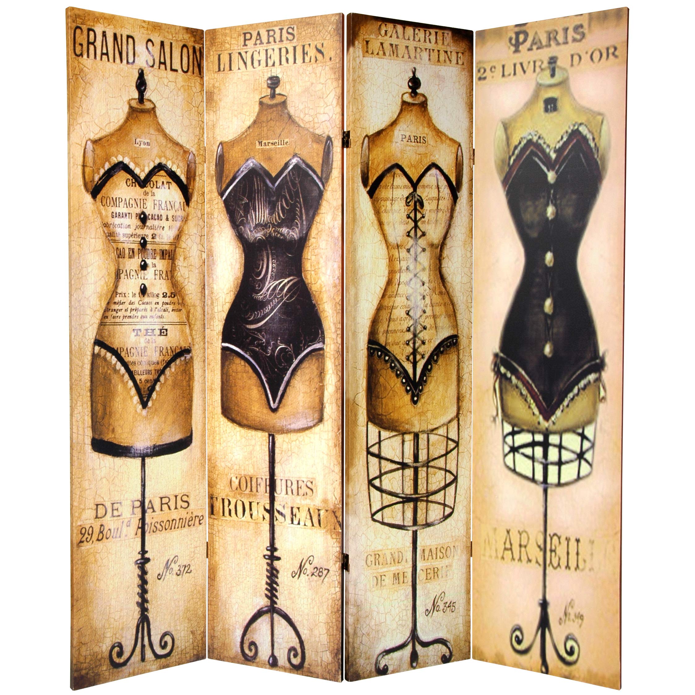 6 ft. Tall Double Sided Red Lantern Mannequin with Singer Canvas - 4 Panel Room Divider in White, Red & Yellow | Perfect for Retail Stores, Photo Studios & Home Decor