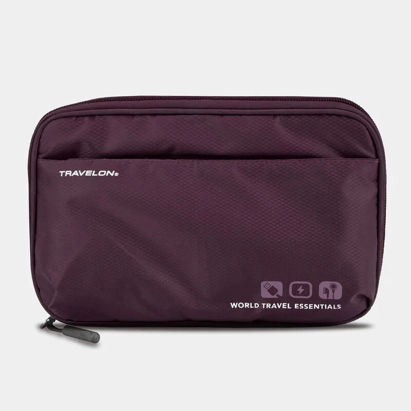 Travelon Anti-Theft Tech Organizer for Travel - RFID Blocking, Water-Resistant Cable & Accessory Pouch - Perfect for Airplane, Business Trips & Commuting