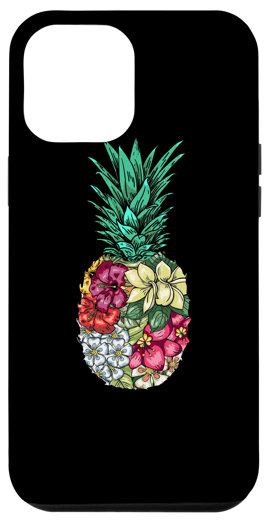 iPhone 12 Pro Max Case - Hibiscus Flower & Pineapple Tropical Design, Slim Protective Cover for iPhone 12 Pro Max (6.7