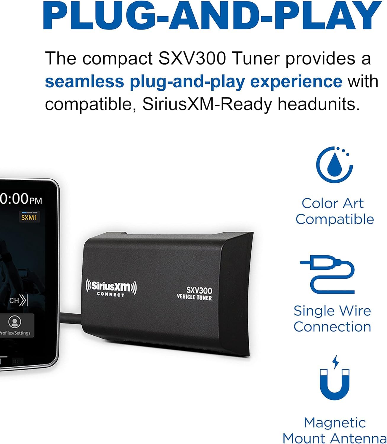 SiriusConnect SXV300V1 SiriusXM Vehicle Tuner for Car Radio - Satellite Radio Receiver with Easy Installation | Perfect for Road Trips, Commuting & Long Drives