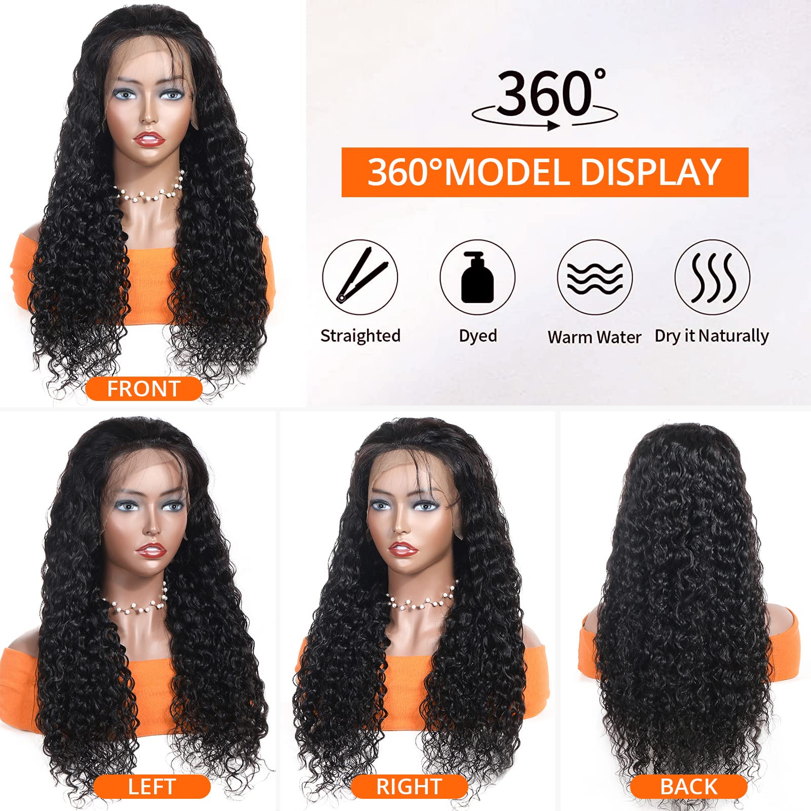 13x4 HD Transparent Lace Front Wigs for Black Women - 180% Density Deep Wave Human Hair Wigs with Baby Hair | Glueless Pre-Plucked 20 Inch Curly Wigs for Daily Wear & Special Occasions