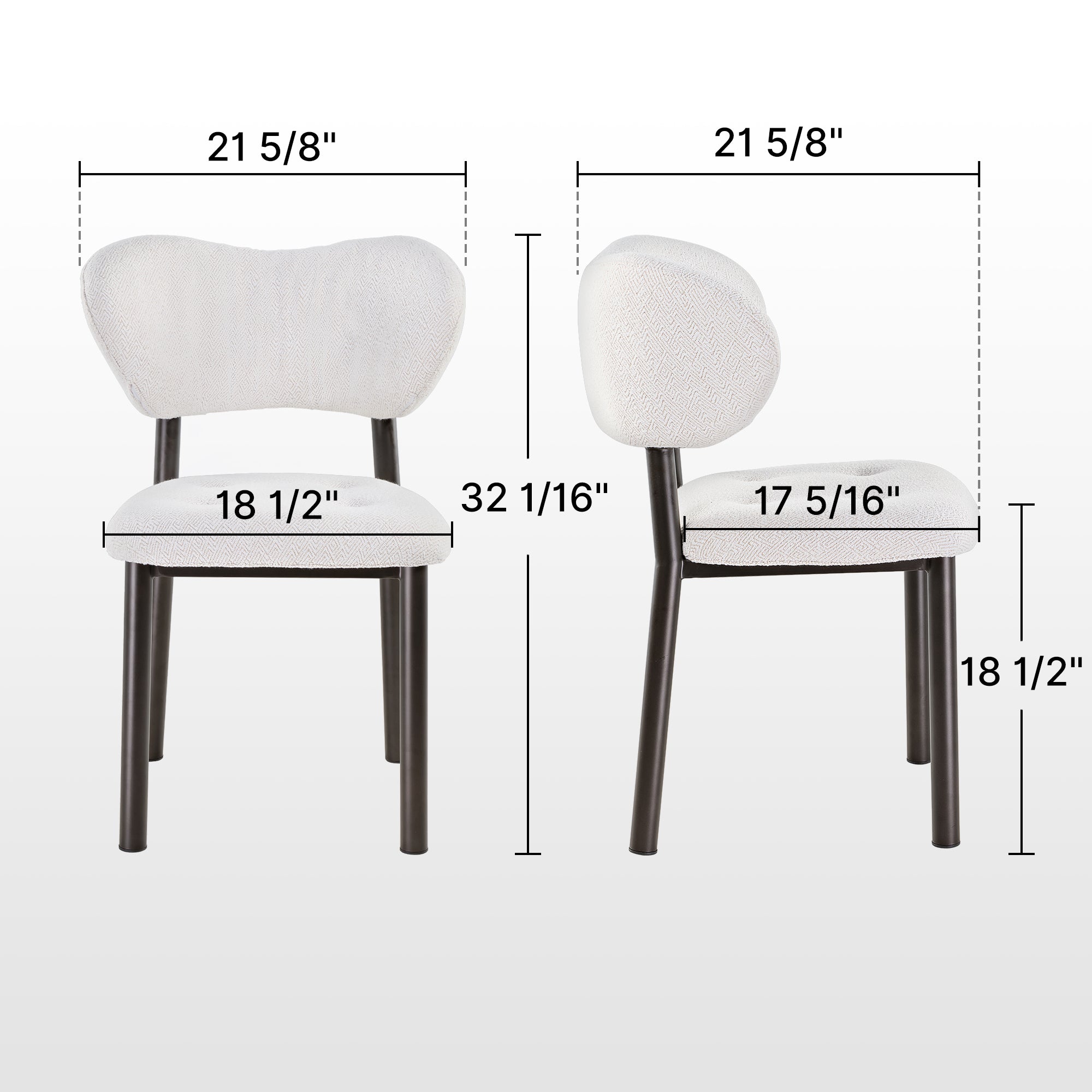 2 Pack White Upholstered Dining Side Chairs - Modern Nibbles Design for Kitchen, Dining Room & Home Decor