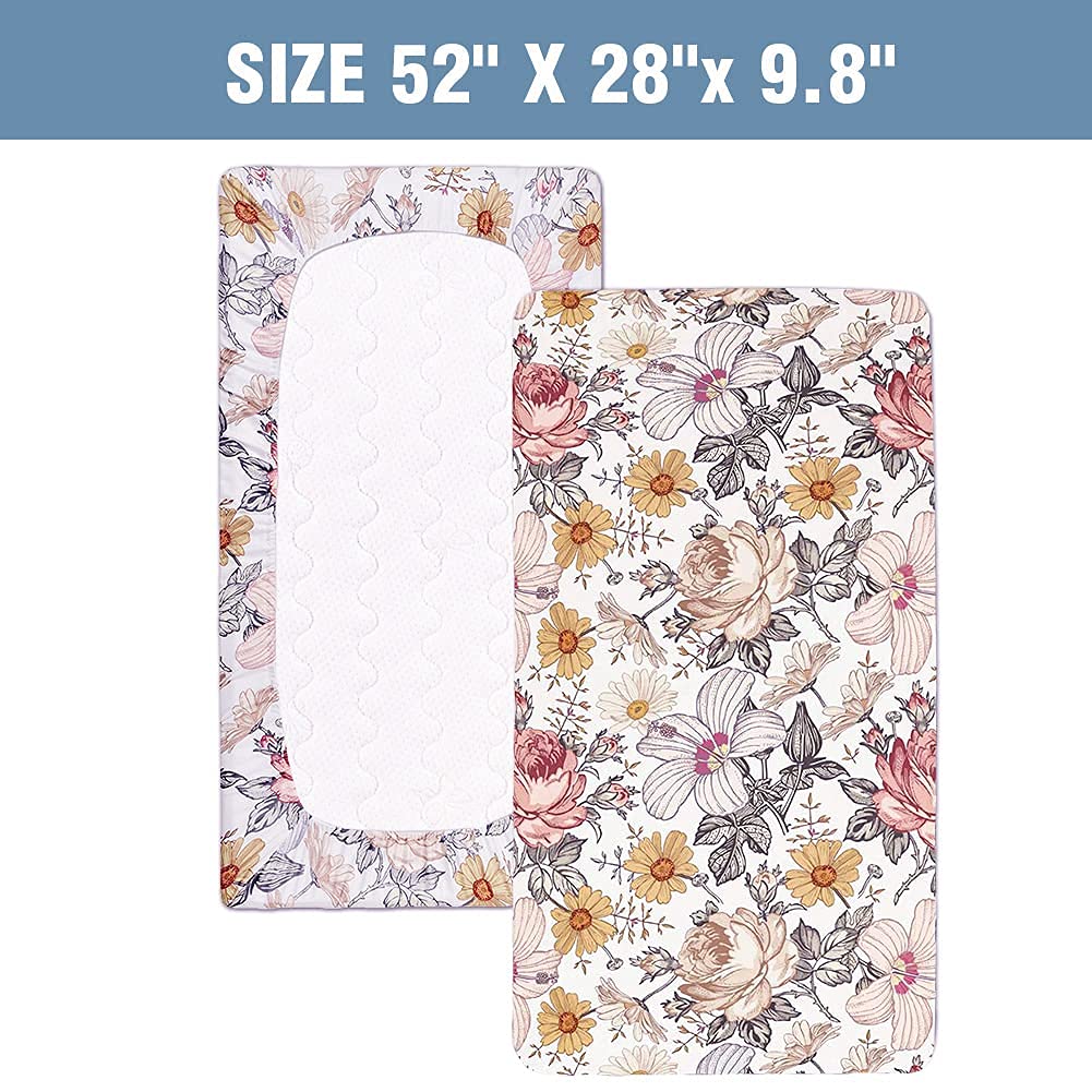 Soft Floral Crib Sheet & Car Seat Cover - Breathable Baby Bedding & Stroller Accessories for Nursery, Travel, and On-the-Go Comfort