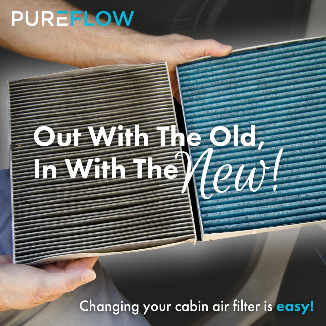 Pureflow PC99474X Premium Cabin Air Filter - Compatible with 2022-2025 Toyota Tundra, 2024-2025 Tacoma, 2023-2025 Sequoia, 2024-2025 Land Cruiser, 2018-2025 Lexus LS500 | Improves Air Quality & Reduces Allergens for Cleaner Cabin Environment
