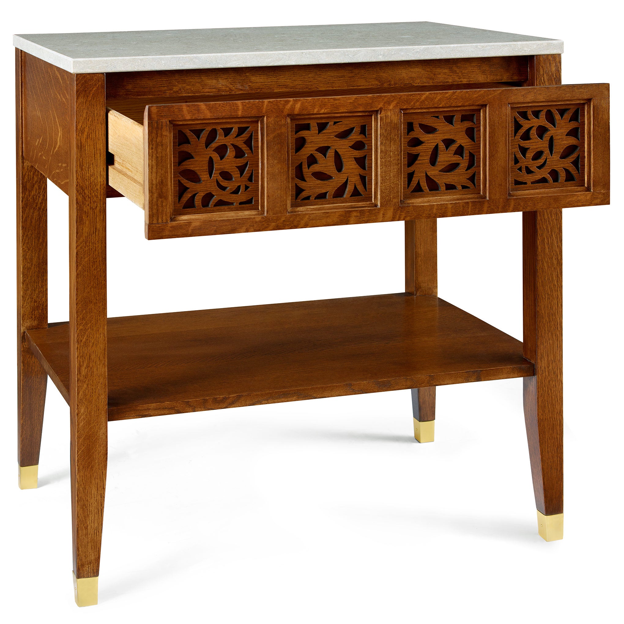 Surrey Hills Open Nightstand with Stone Top - Modern Bedside Table for Bedroom, Living Room & Office - Stylish Storage Solution for Books, Lamps & Essentials