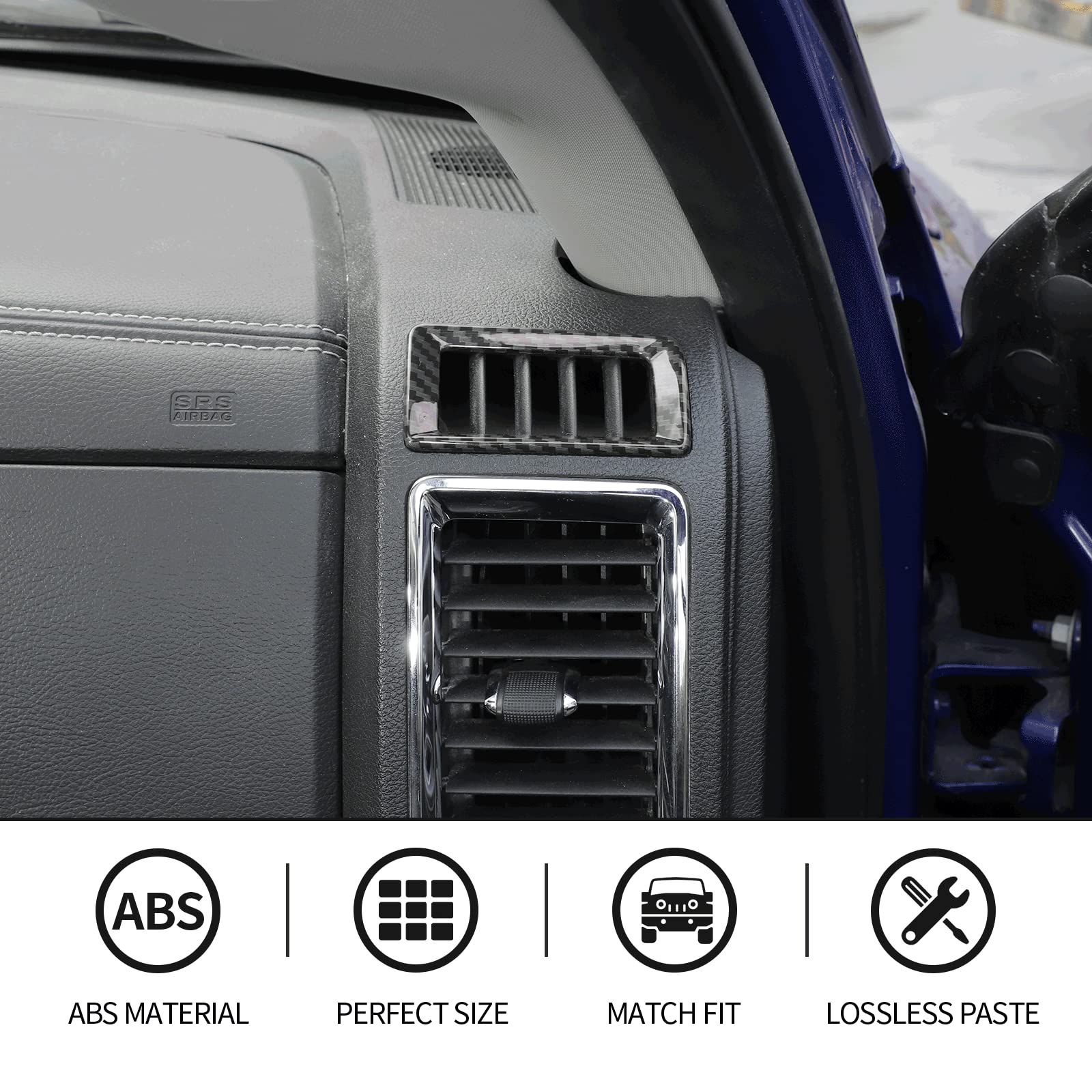 Carbon Fiber CheroCar Center Console Dashboard Vent Trim for 2010-2017 Dodge RAM - AC Outlet Cover & Interior Accessories Upgrade - Perfect for Road Trips & Off-Road Adventures