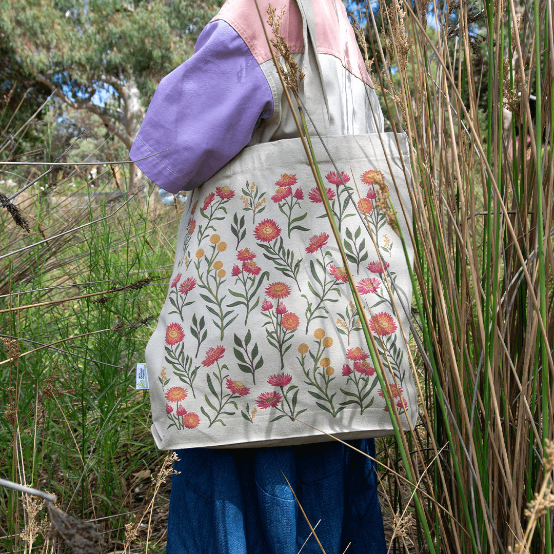 Eco-Friendly Organic Cotton Tote Bag with Pockets - Everlasting Love Design - Perfect for Grocery Shopping, Beach Trips & Daily Use