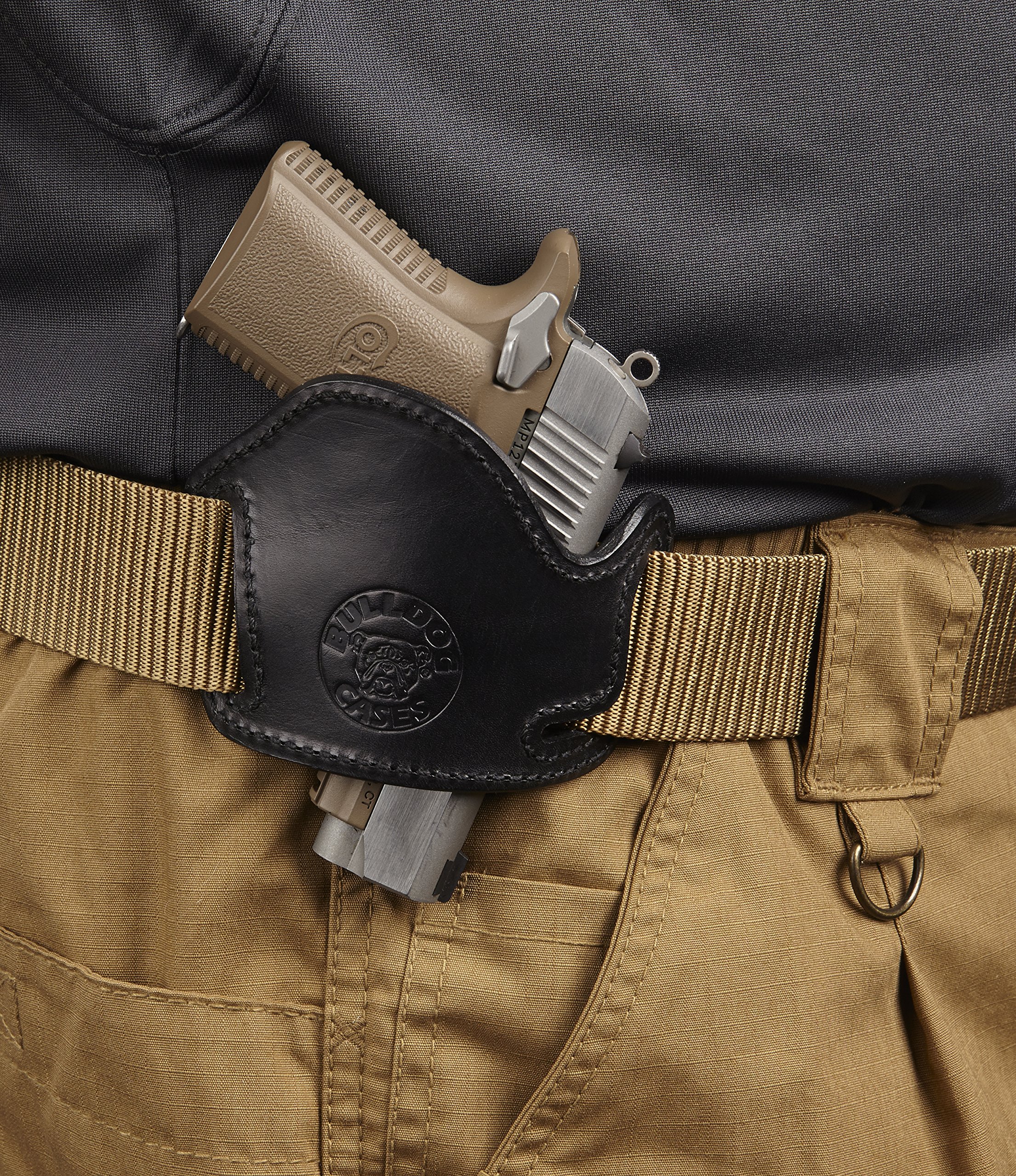 Bulldog Lay Flat Leather Holster for Handguns - Concealed Carry Holster with Comfortable Fit - Perfect for Everyday Use, Range Training & Outdoor Activities
