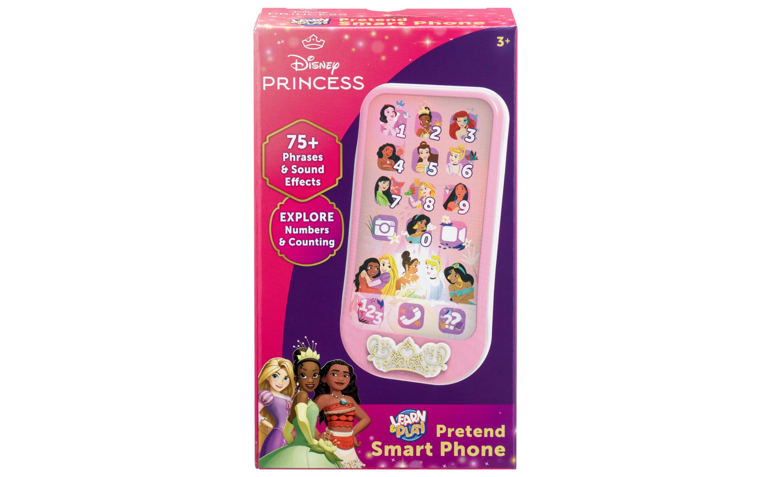 **eKids Disney Princess Toy Phone for Kids - Interactive Learning Toddler Toys with Fun Activities, Perfect Gift for Disney Princess Fans (DP-160) | Pretend Play, Preschool Education & Role-Playing Fun**