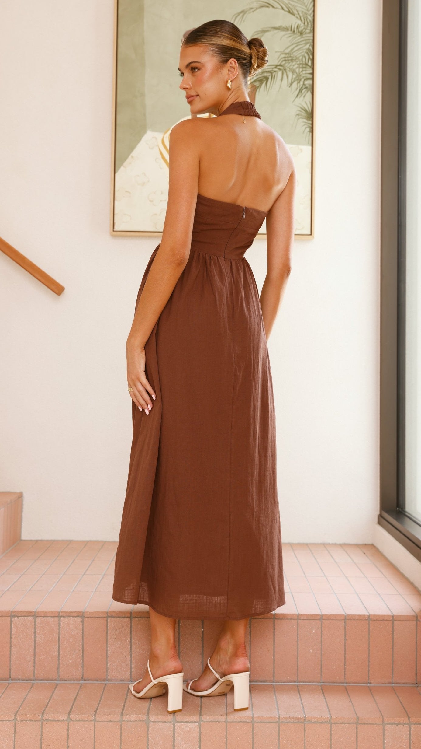 Caden Maxi Dress for Women - Elegant Chocolate Brown Long Flowy Dress for Summer, Beach, and Casual Outings