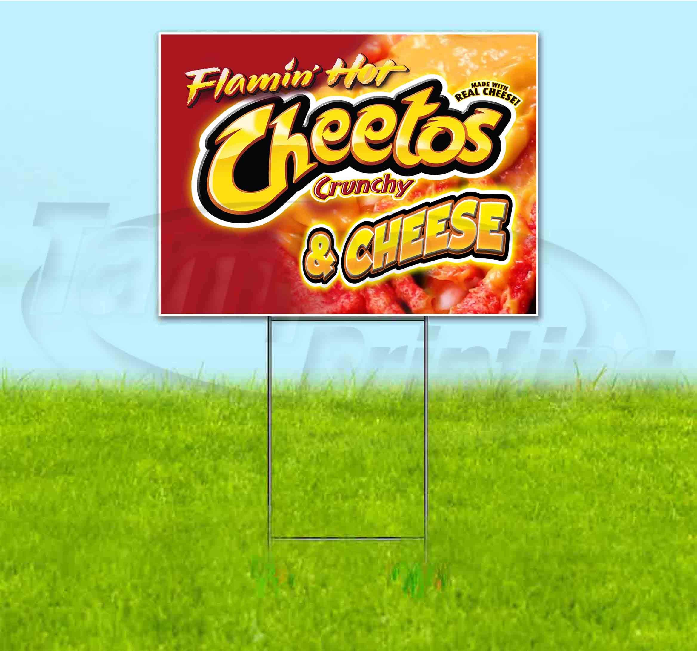 Hot Cheese Snacks 18x24 Inch Yard Sign with Metal Step Stake - Bulk Discounts & Multi-Pack Options for Advertising, Political Campaigns & Business Promotions