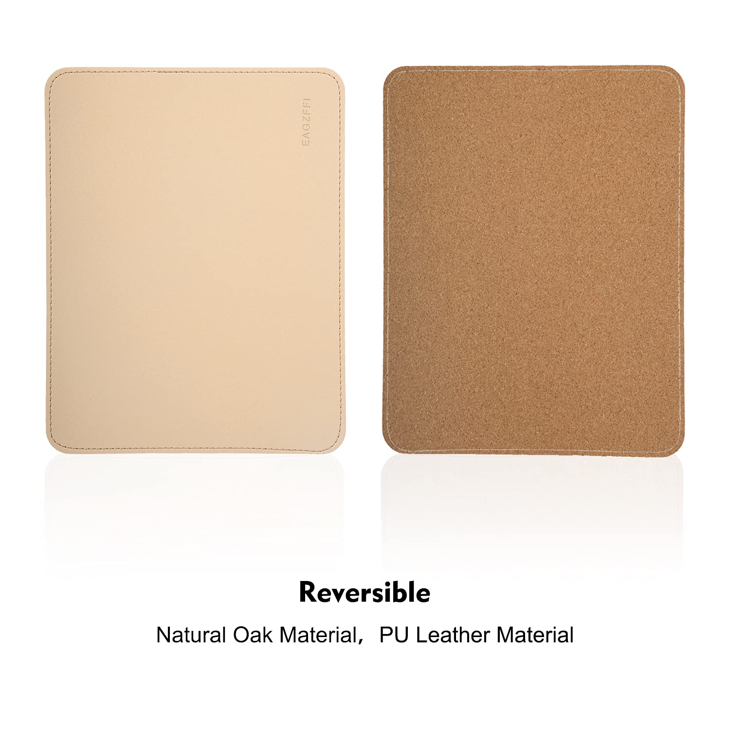 Premium Leather & Wood Double-Sided Mouse Pad with Stitched Edges - Non-Slip Desk Mat for Laptop, Office & Home Use - Includes Coaster (8x11 Inches, Apricot) - Perfect for Workstations, Gaming Setups & Ergonomic Workspaces