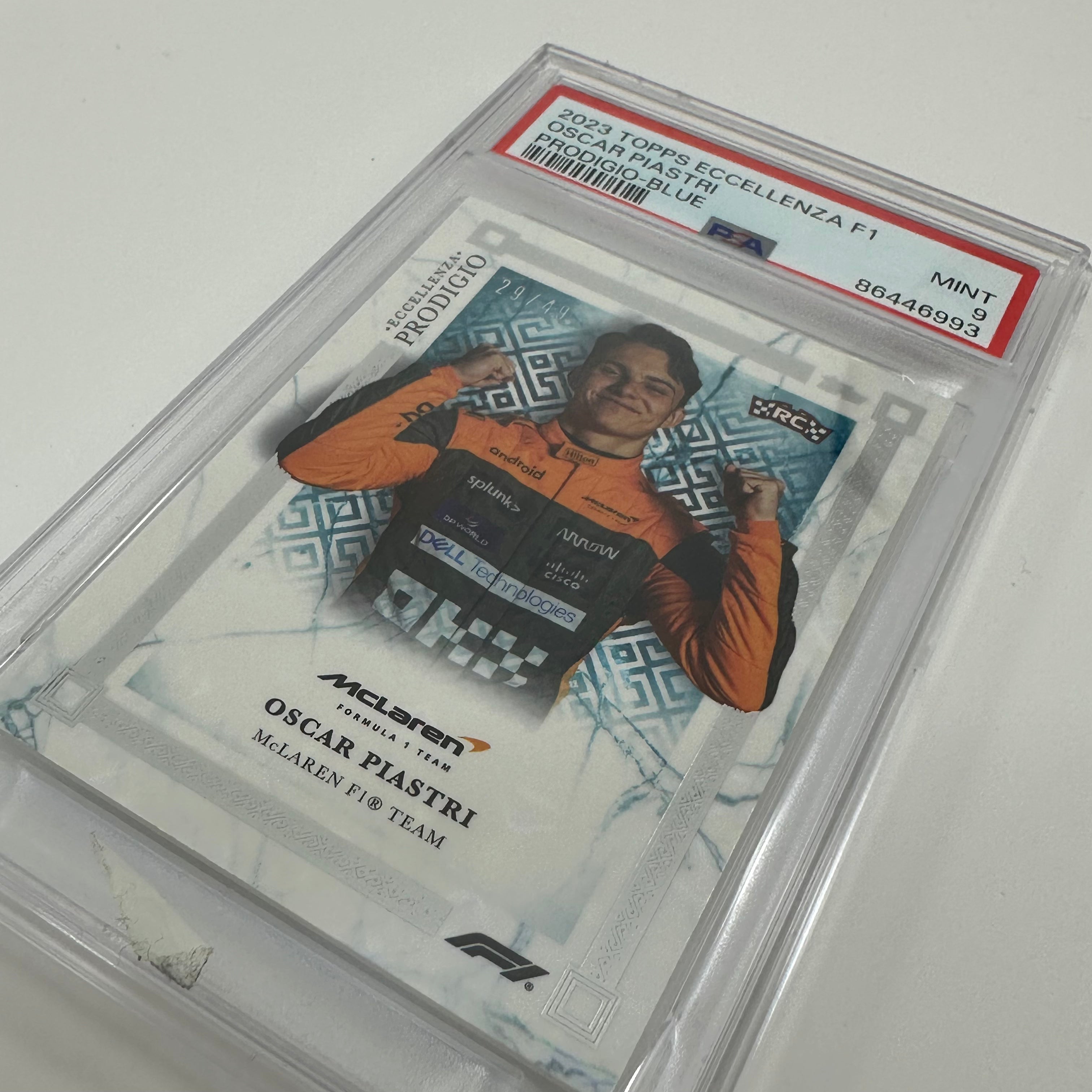 PSA 9 29/49 Oscar Piastri Blue Rookie Card RC - 2023 Topps Eccellenza F1 Prodigio Racing Collectible | Perfect for F1 Memorabilia Collections, Sports Card Investments & Motorsport Fans