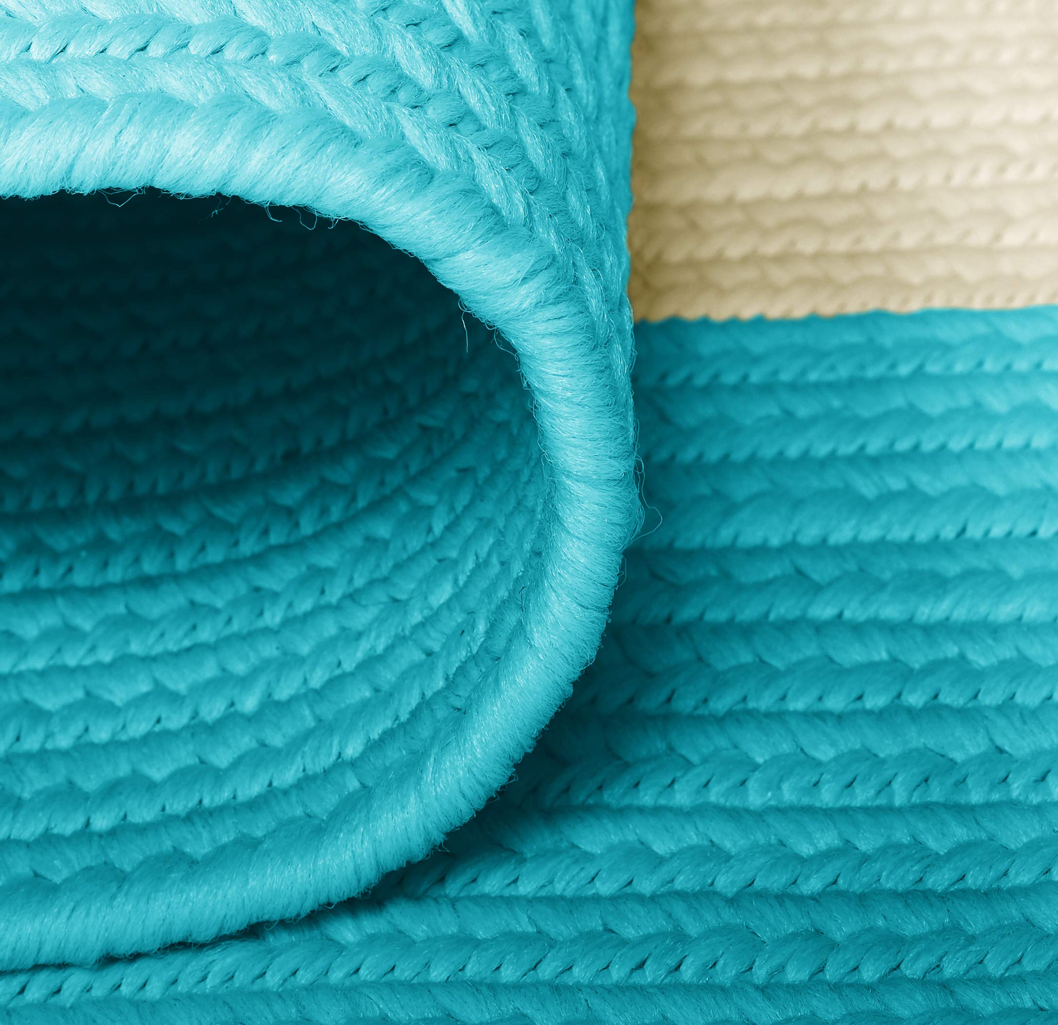 La Playa 6x6 Square Aqua Blue Indoor Outdoor Area Rug - Perfect for Beach House, Patio, Living Room & Bedroom Decor