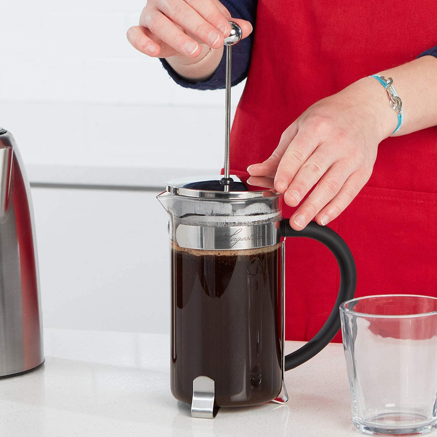 LAGOSTINA 8 Cup French Press Coffee Maker - Stainless Steel Coffee Press with Blemished Packaging & Full Warranty (Model L510200201) - Perfect for Home, Office & Camping Brewing