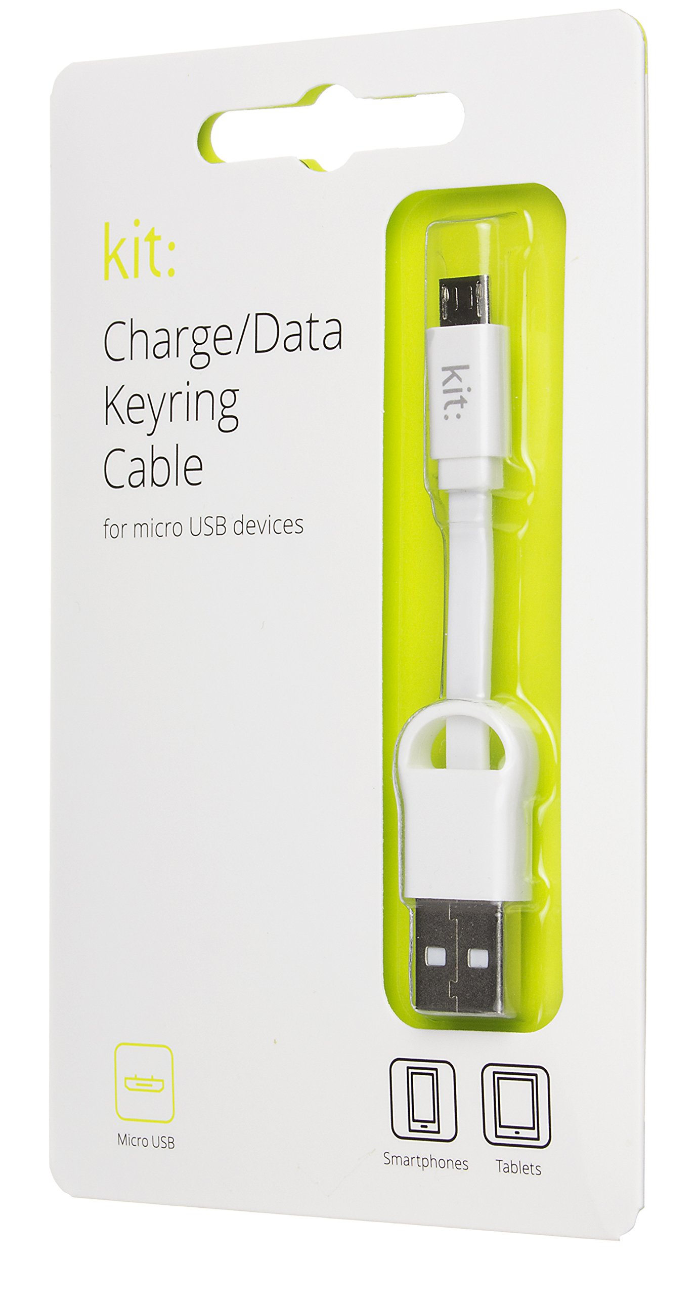 Micro USB Keyring Charging Cable - 3ft Portable Data & Power Cord for Android Phones, Tablets, GPS - Compatible with Wall & Car Chargers (White) - Perfect for Travel, Office & On-the-Go Charging