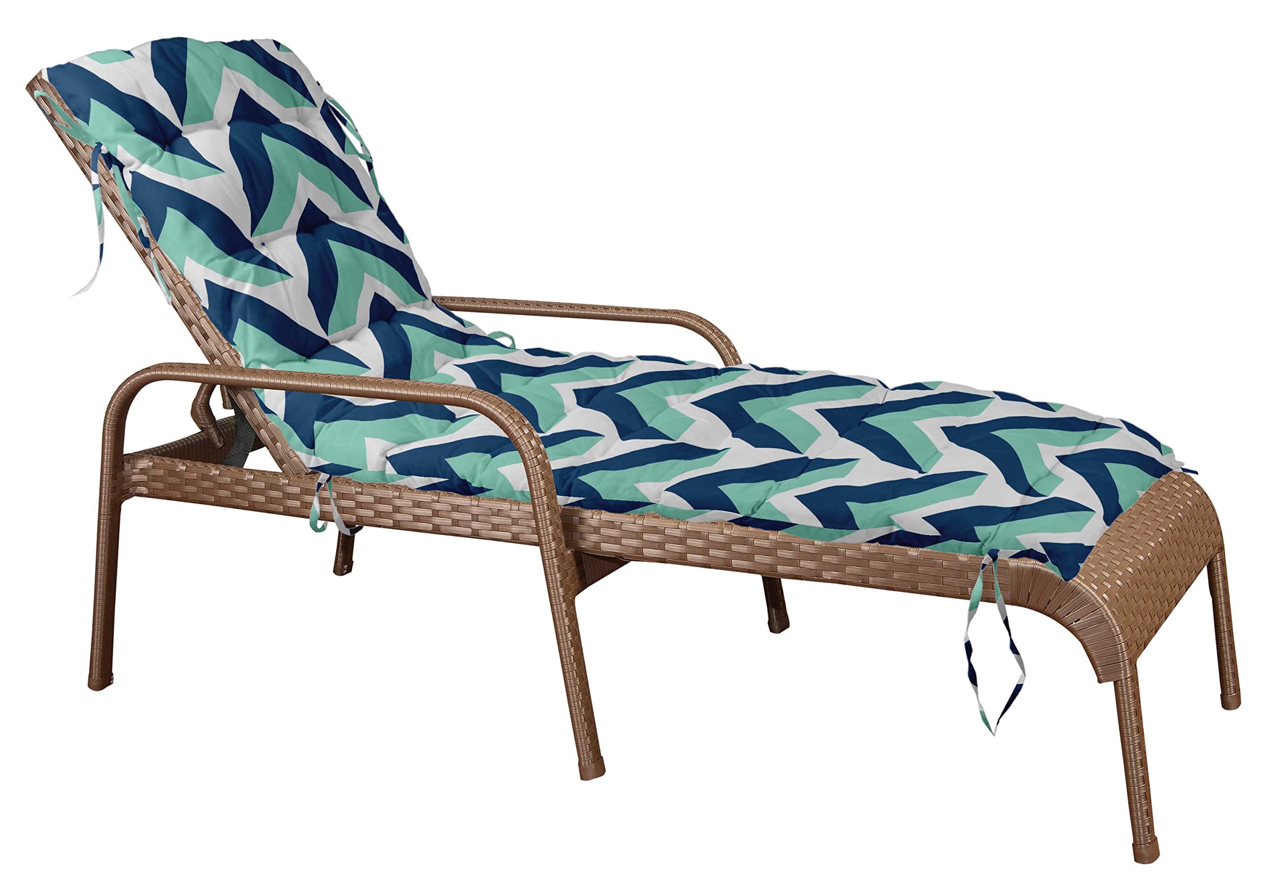 Quilted Thick Padded Seat Cushion for Rocking Chair, Sofa & Recliner - 74 x 23 Inches with Ties - Royal Blue - Perfect for Outdoor Garden, Terrace & Bench Use