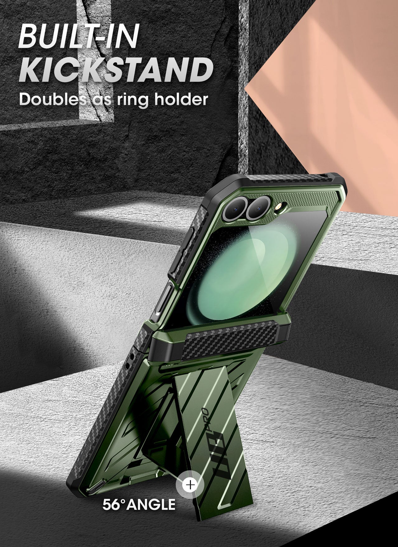 Samsung Galaxy Z Flip6 Unicorn Beetle PRO Heavy Duty Rugged Case with Belt Clip - Dark Green Protective Cover for Outdoor, Work & Daily Use