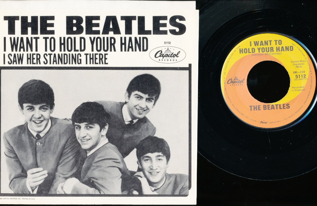 Vintage Beatles 45 RPM Single - I Want to Hold Your Hand / I Saw Her Standing There - USA Reissue - Perfect for Record Collectors & Music Lovers