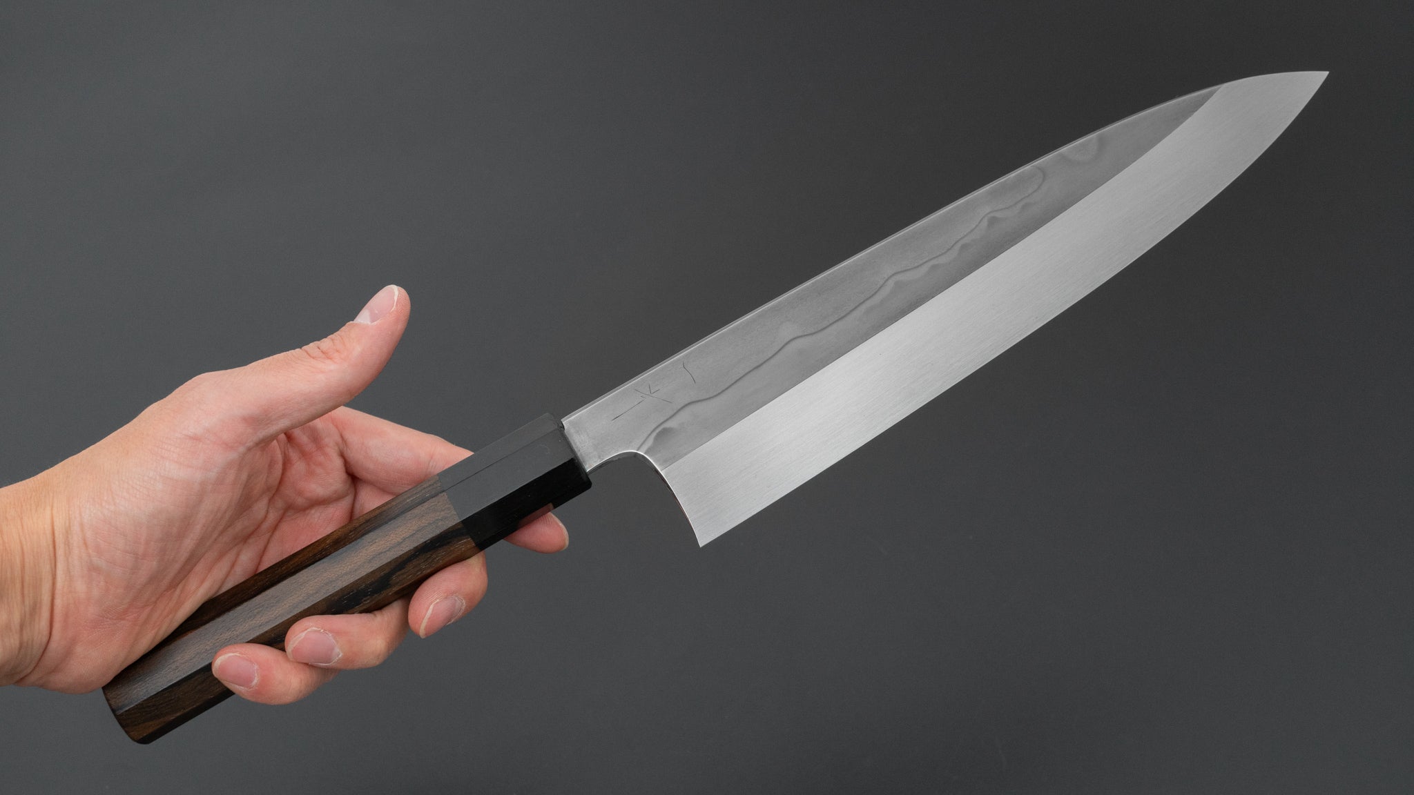 Hitohira Togashi White #1 Sanbonsugi Mizu Honyaki Gyuto 240mm Japanese Chef Knife with Ziricote Handle & Saya (#122) - Premium Kitchen Knife for Sushi, Meat Cutting & Professional Cooking