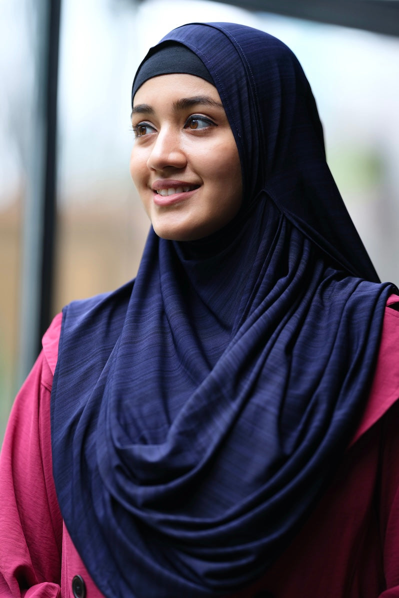 Instant Hijab - Navy Blue Muslim Headscarf for Women - Perfect for Daily Wear, Prayer & Special Occasions