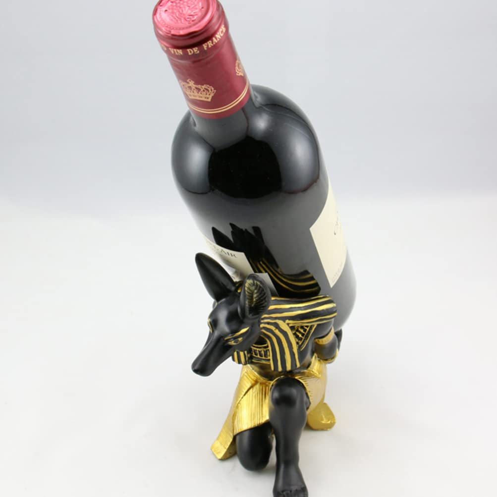 ULTNICE 2-Piece Anubis Resin Wine Rack Set - Decorative Wine Stand Holder for Kitchen, Bar & Dining Room Storage - Unique Egyptian God Wine Bottle Display for Home Decor