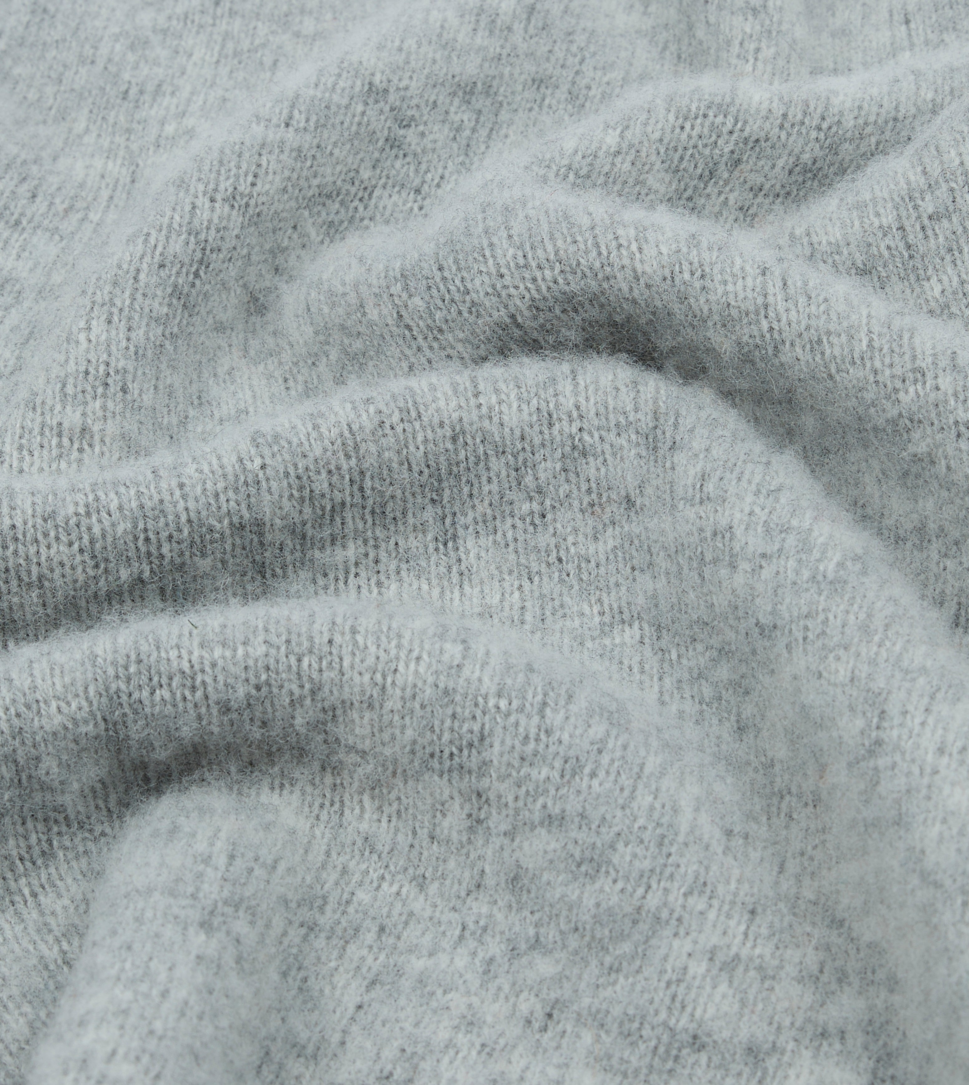 Light Grey Brushed Shetland Wool Crew Neck Sweater for Men - Soft Winter Knit Pullover for Casual Wear & Office Outfits