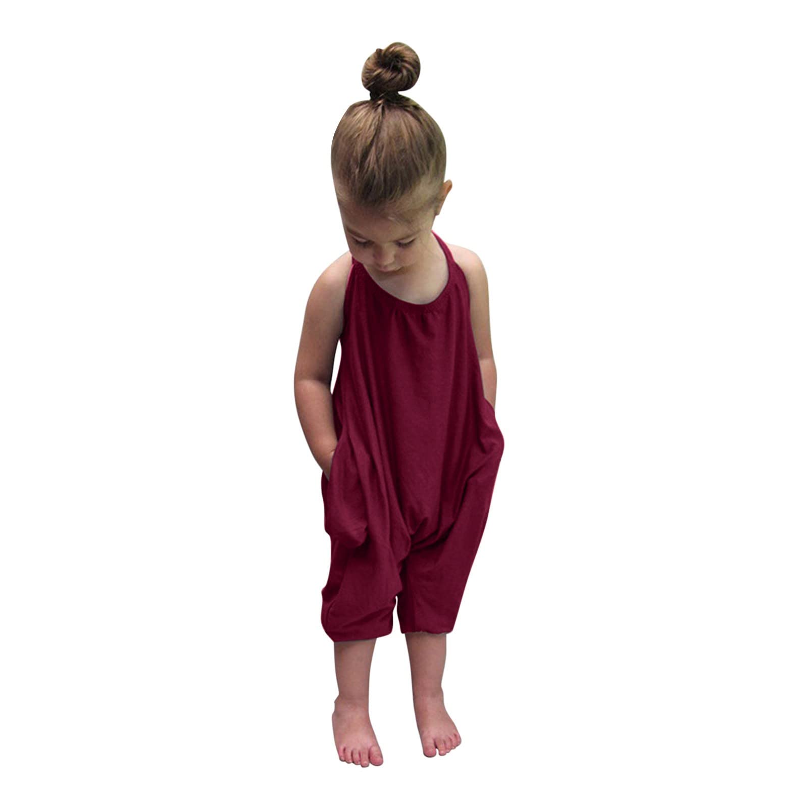 Baby Girl Jumpsuit - Soft Harem Pants Romper with Adjustable Straps for Toddlers | Backless Summer Outfit for Playdates & Beach | B526-48