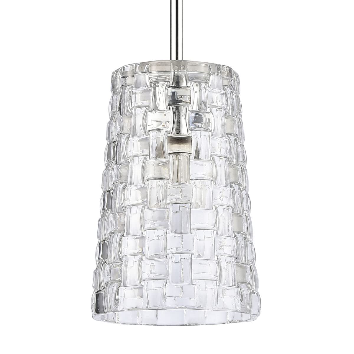 Elk Home Lightweave Mini Pendant Light - 1-Light Polished Nickel Finish with Clear Crystal Cut Glass, Traditional Style Chandelier for Dining Room, Kitchen Island or Entryway Lighting