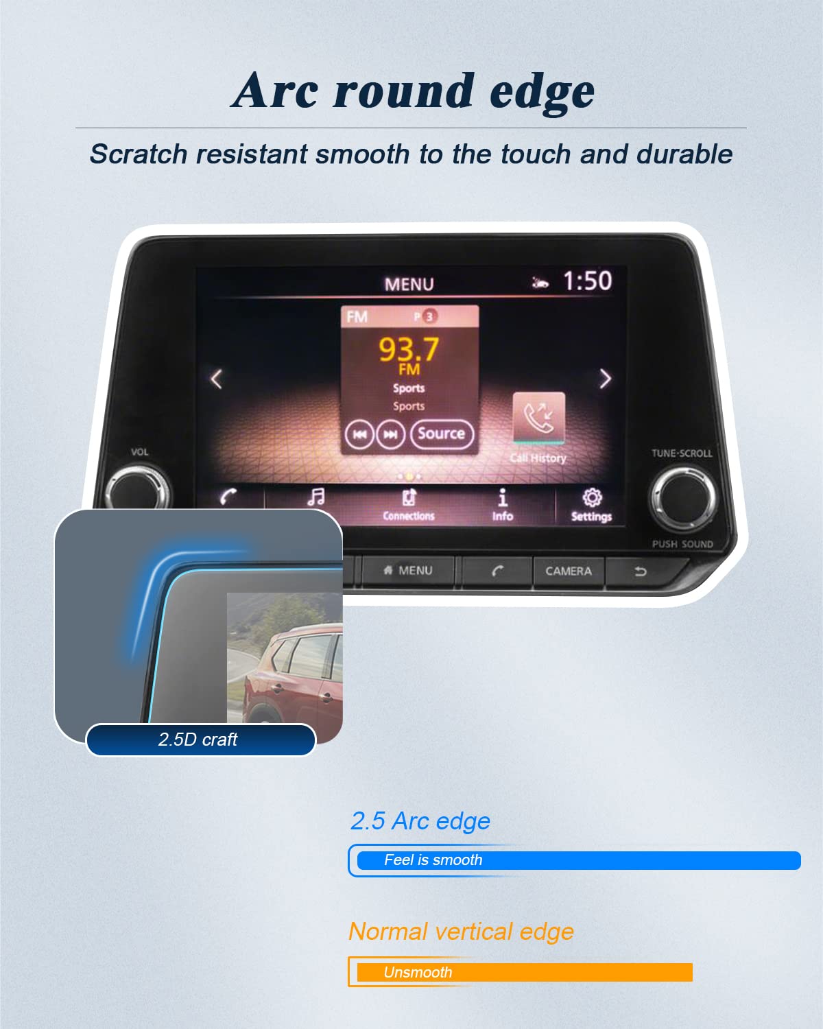 BIBIBO Tempered Glass Screen Protector for 2021-2025 Nissan Rogue (S/SV/SL) - 8