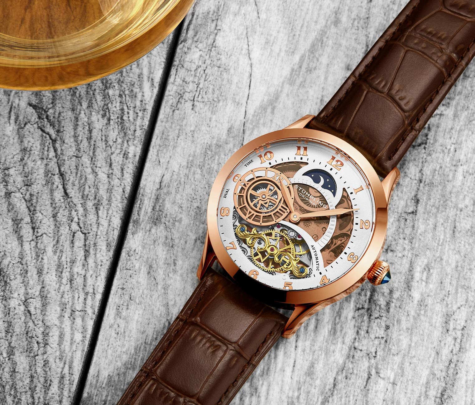 Radiant 925 Silver Automatic Skeleton Watch 44mm for Men - Luxury Mechanical Timepiece for Business, Formal & Everyday Wear