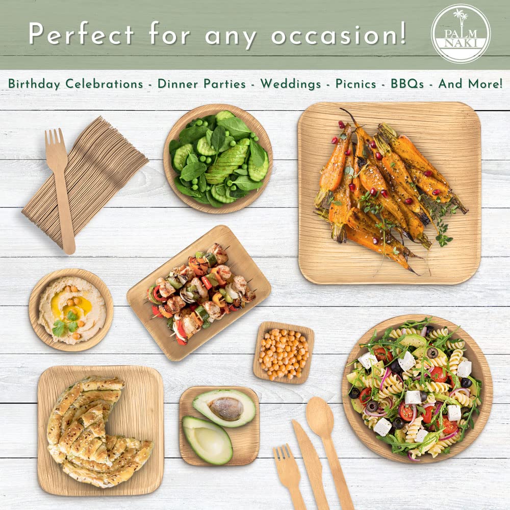 Eco-Friendly Palm Leaf Plates 10-Inch Square - 40 Pack Sustainable Compostable Tableware for Parties, Picnics & Events - Bamboo Style Decorative Disposable Plates