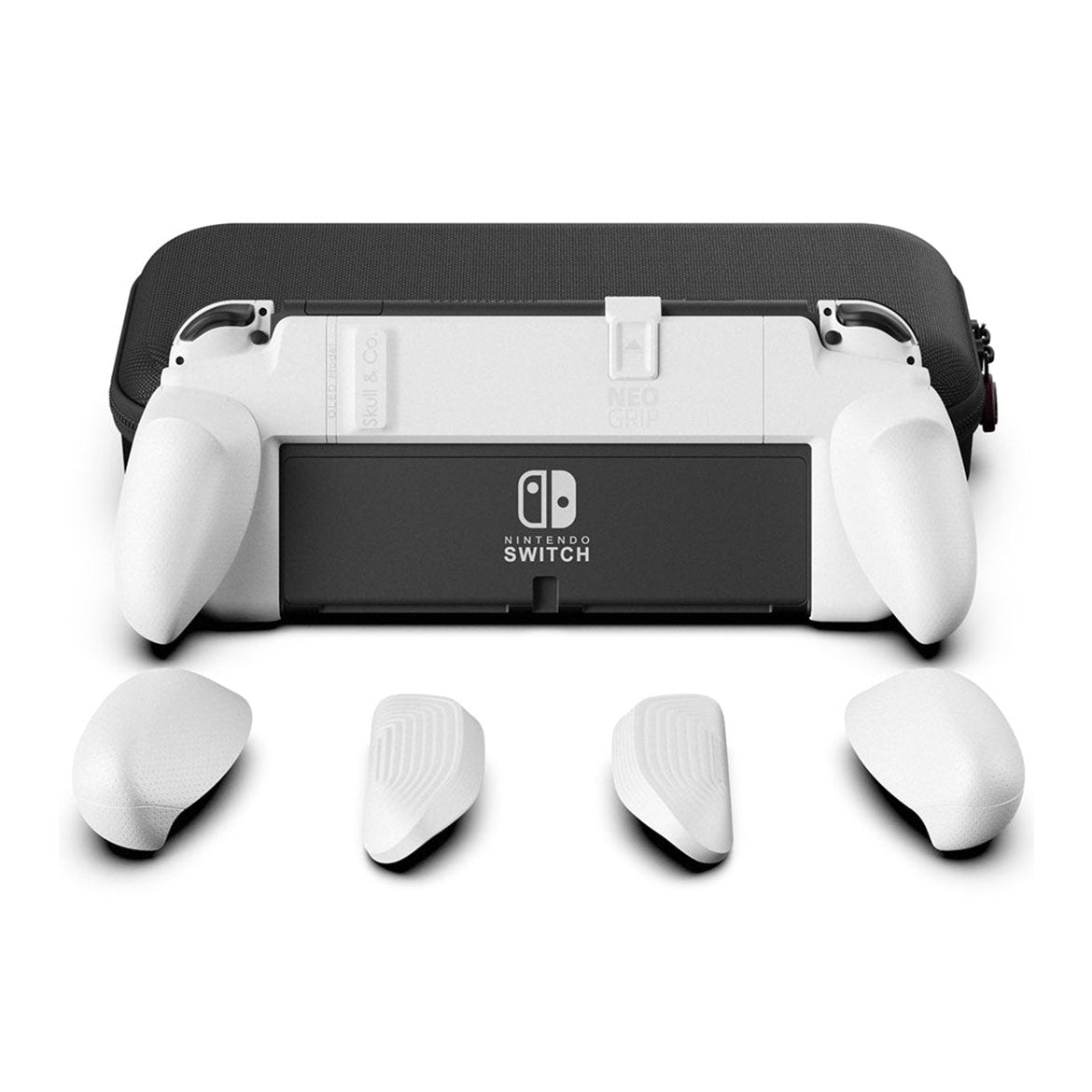 Skull & Co. Ergonomic Grip for Nintendo Switch OLED & Regular Model - Comfortable Handheld Gaming Bundle (White) | Perfect for Travel, Commuting & Long Gaming Sessions
