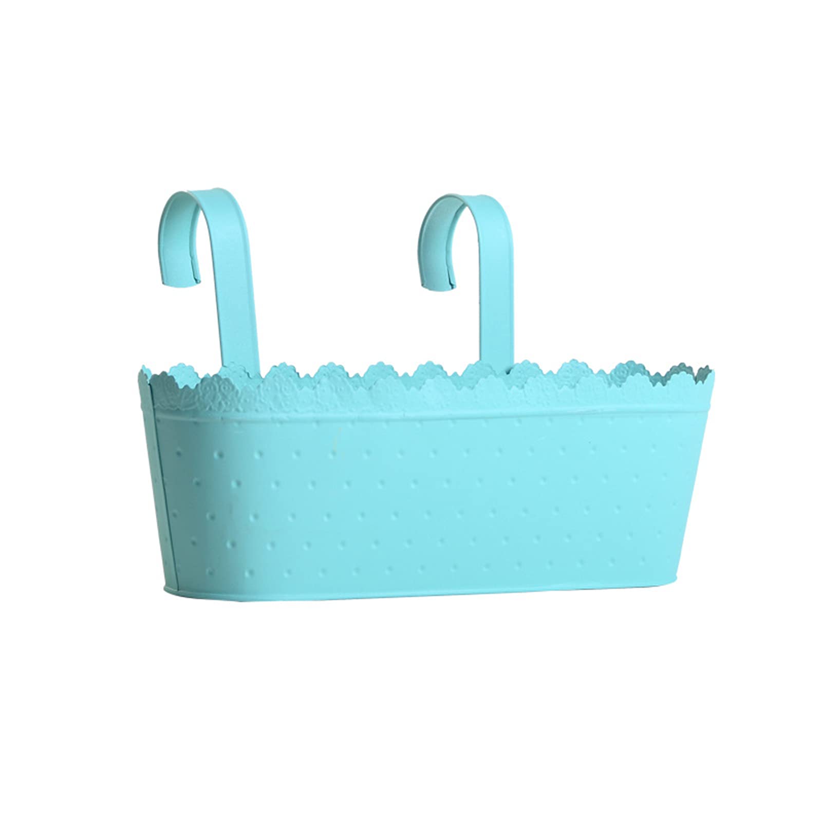 STOYRB 3-Piece Metal Hanging Planter Set - Oval Iron Flower Pots with Detachable Hooks for Balcony, Garden, Patio Decor - Rustic Blue Bucket Plant Holders (Ideal for Herbs, Succulents & Small Flowers)
