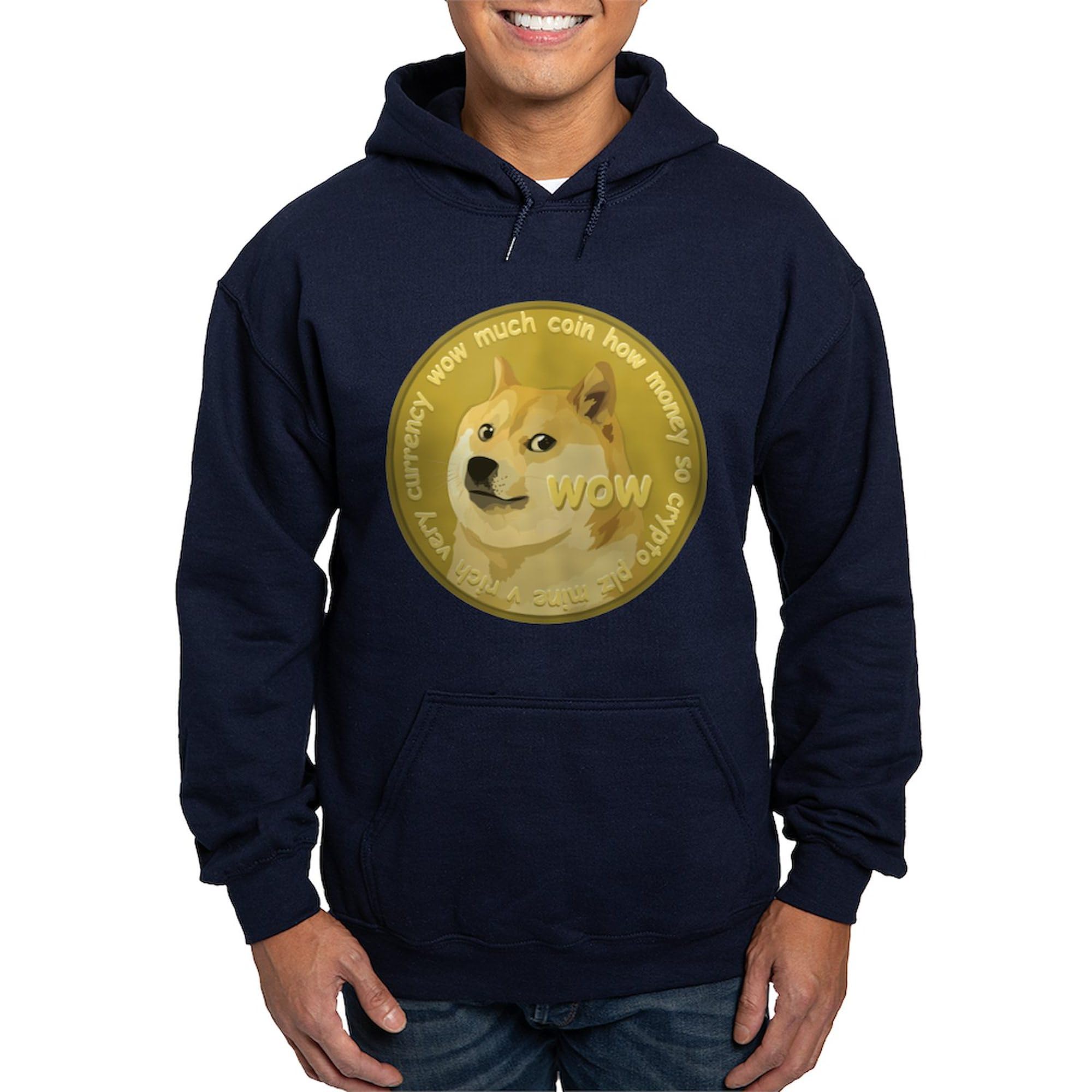 Official Dogecoin Hoodie for Men - Dark Regular Fit Pullover Sweatshirt | Perfect for Crypto Fans, Casual Wear & Gifts