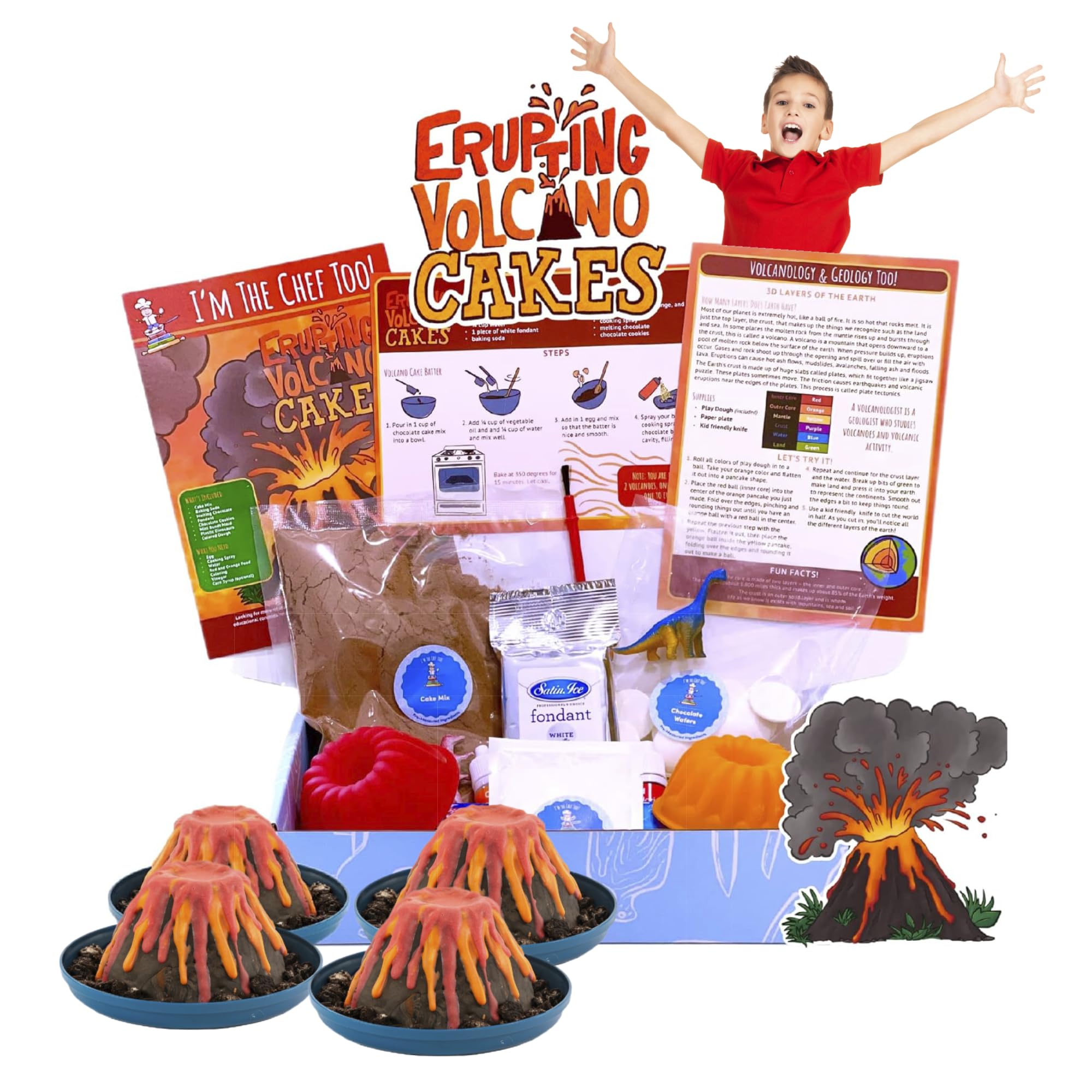 I'm The Chef Too! Baking Kit - Erupting Volcano Adventure STEM Cooking Kit for Kids | Educational Baking & Cake Making Fun | Perfect for Birthday Parties & Family Bonding
