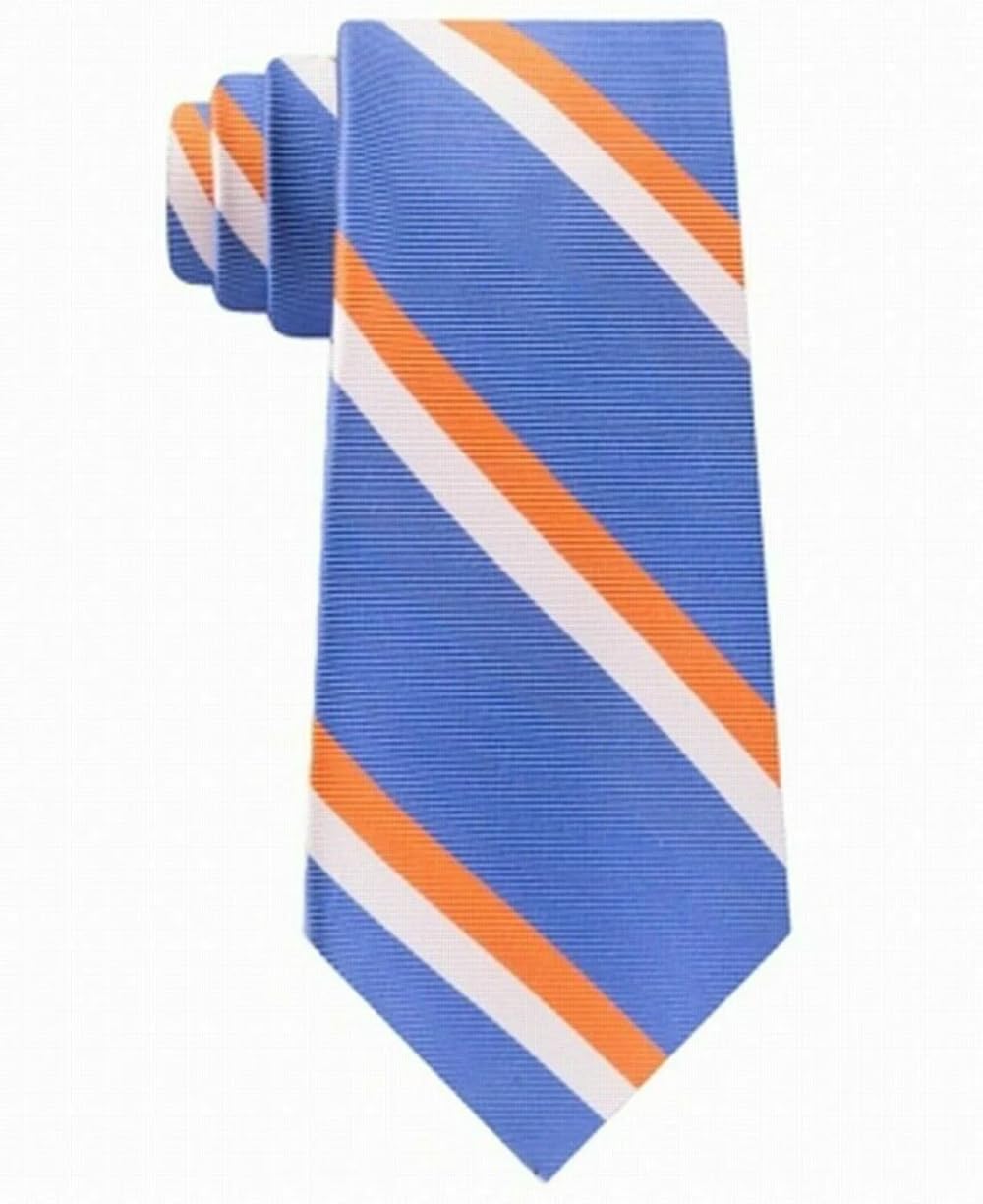 Tommy Hilfiger Men's Orange Striped Silk Blend Neck Tie | Formal & Business Attire Accessory for Weddings, Office & Special Occasions