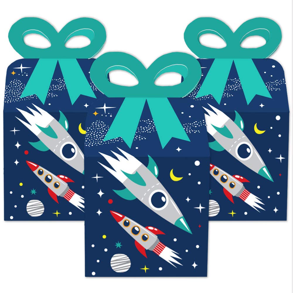 Rocket Ship Gift Boxes - Set of 12 for Baby Showers & Birthday Parties