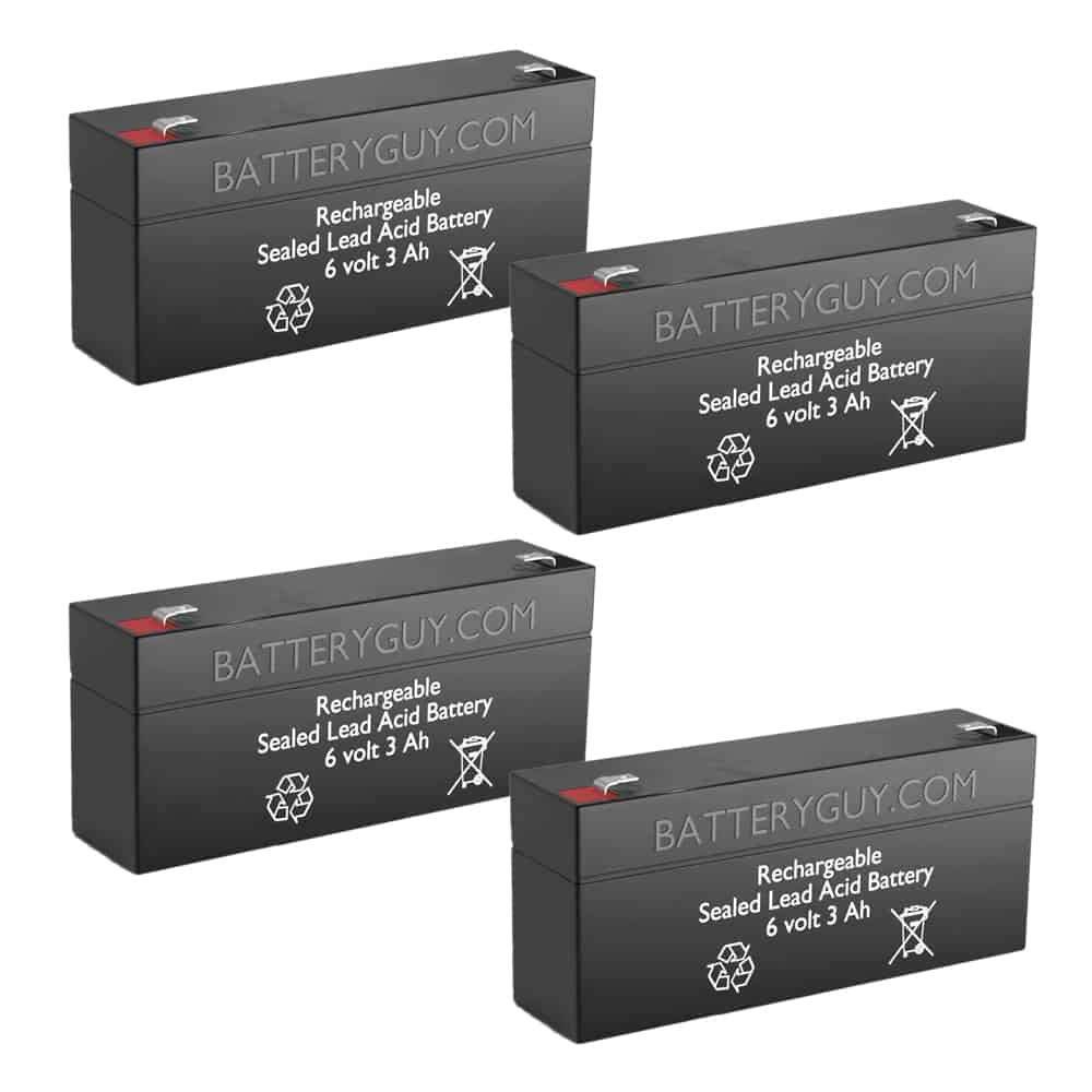 6V 3Ah SLA Replacement Battery Pack - 4 Pack Sealed Lead Acid Rechargeable Batteries for Emergency Lights, Security Systems & UPS Backup Power