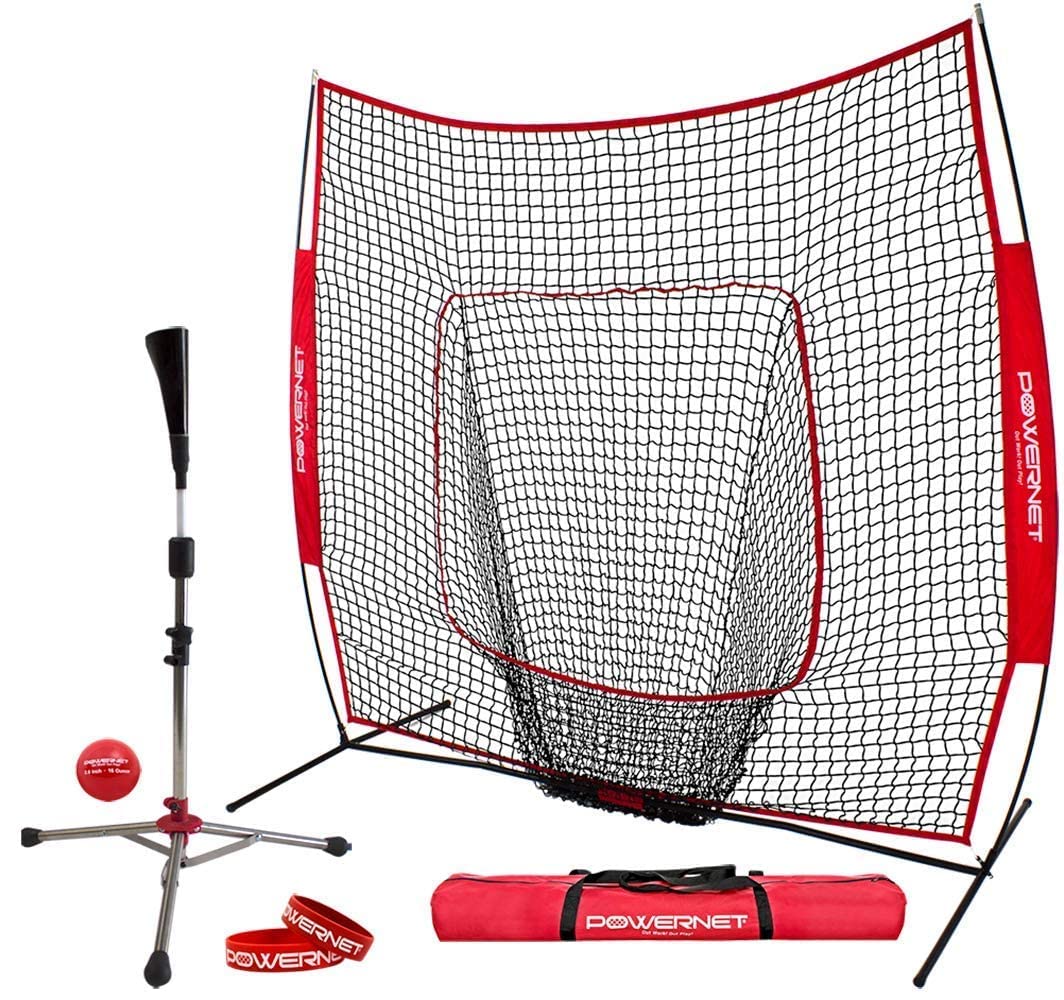 PowerNet Baseball & Softball Training Bundle - 7x7' Hitting Net, 6 Pack 2.8