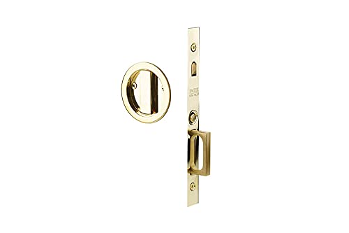 Emtek Round Pocket Door Mortise Lock - Privacy Function, Oil Rubbed Bronze Finish for Bedroom, Bathroom & Closet Doors