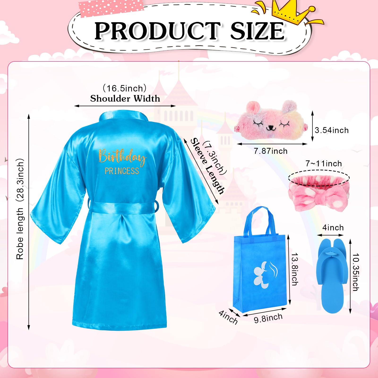 Toulite 10 Sets Girls Spa Birthday Party Supplies - Kids Satin Robes & Nail Salon Kit Accessories for Spa Party Favors | Perfect for Birthday Celebrations, Sleepovers & DIY Home Spa Days