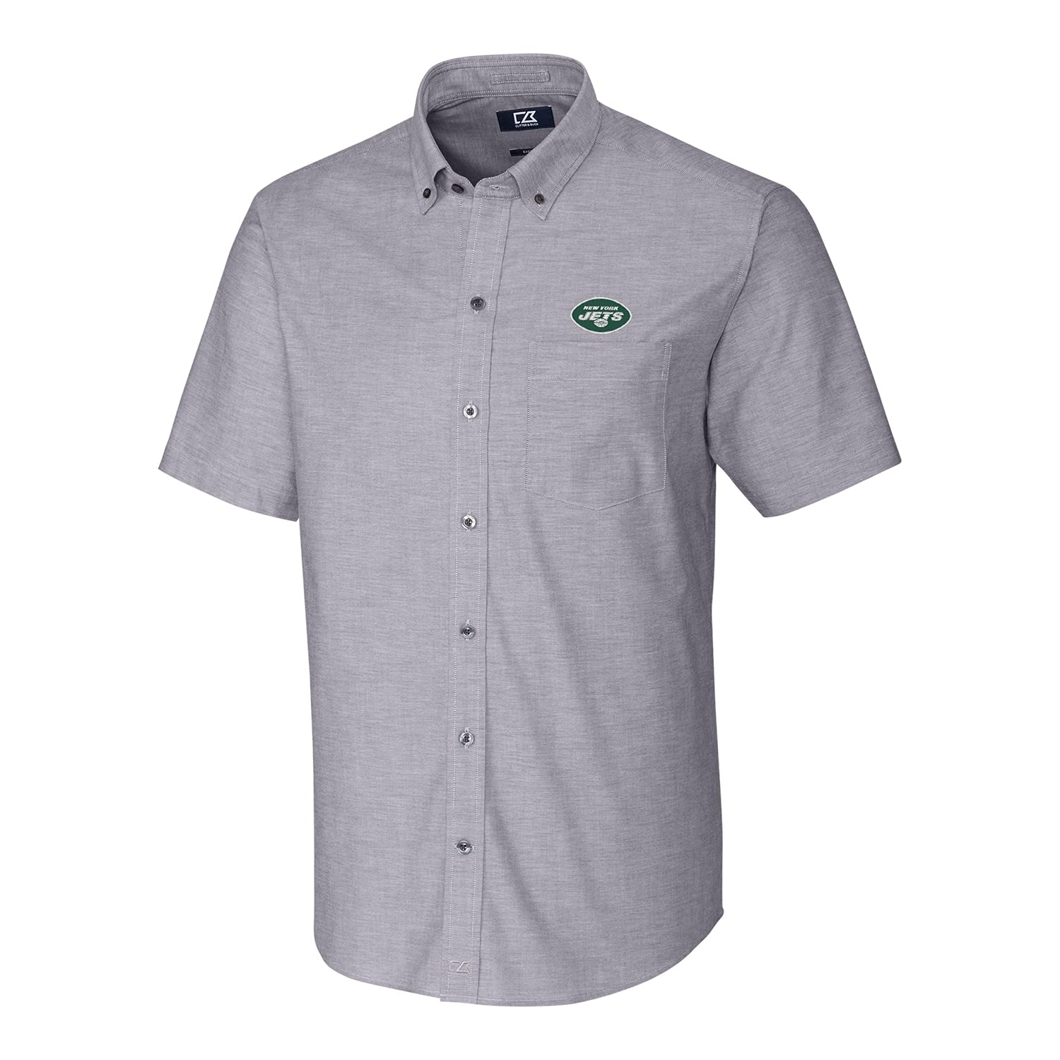Cutter & Buck Men's NFL Stretch Oxford Short Sleeve Button Down Shirt - Comfortable Woven Casual Shirt for Football Fans, Game Day Outfits & Office Wear