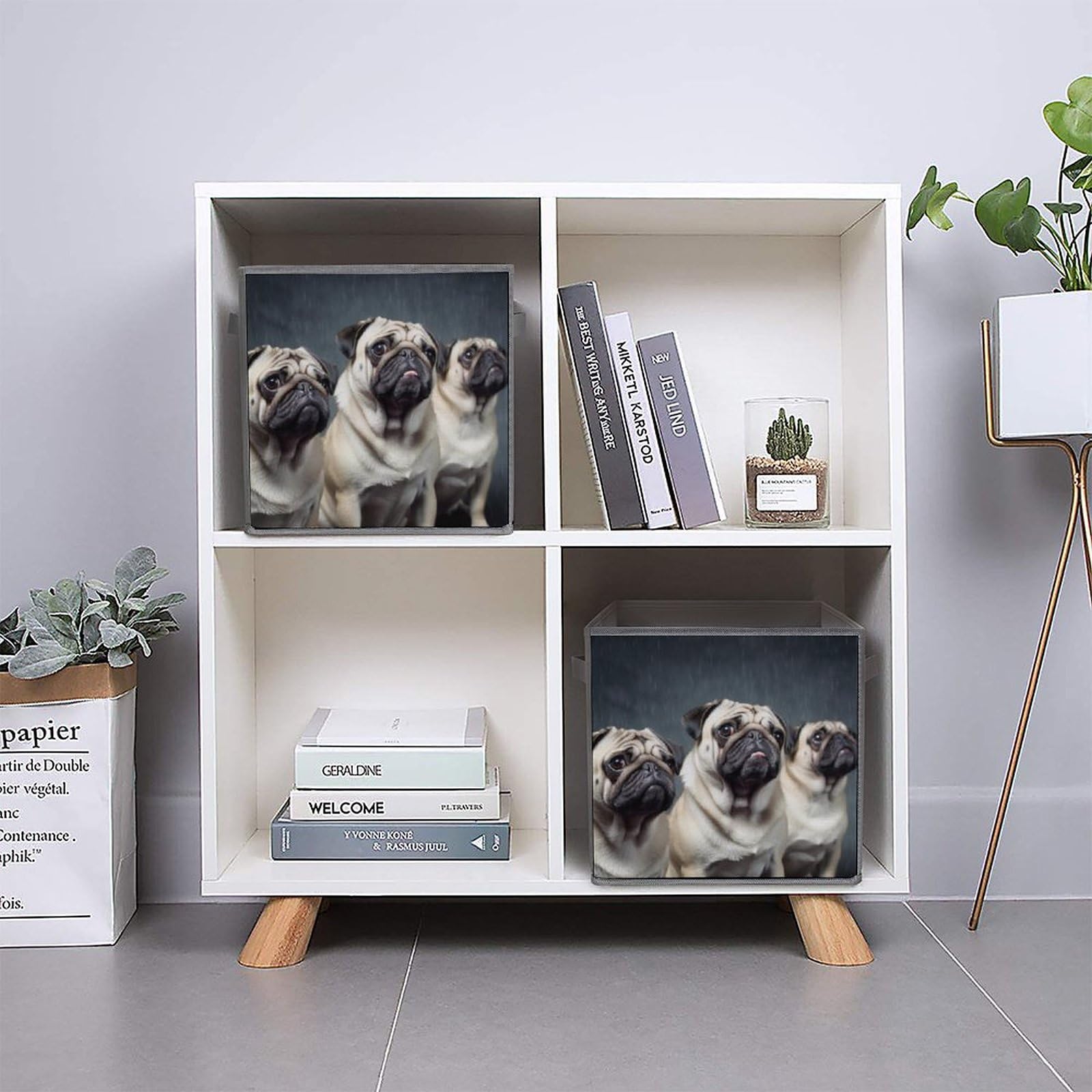 6-Pack Funny Pug Dog Collapsible Storage Bins with Handles - Large Closet Organizer Baskets for Clothing, Toys & Home Organization | Perfect for Bedroom, Nursery & Dorm Storage Solutions