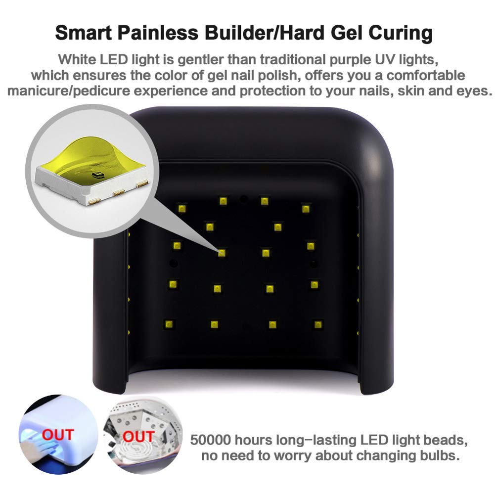 48W Smart Wireless UV LED Nail Dryer with Auto Sensor - 4 Timer Settings, LCD Display & Overheat Protection - Professional Salon & Home Gel Manicure Kit for DIY Nail Art & Spa Treatments