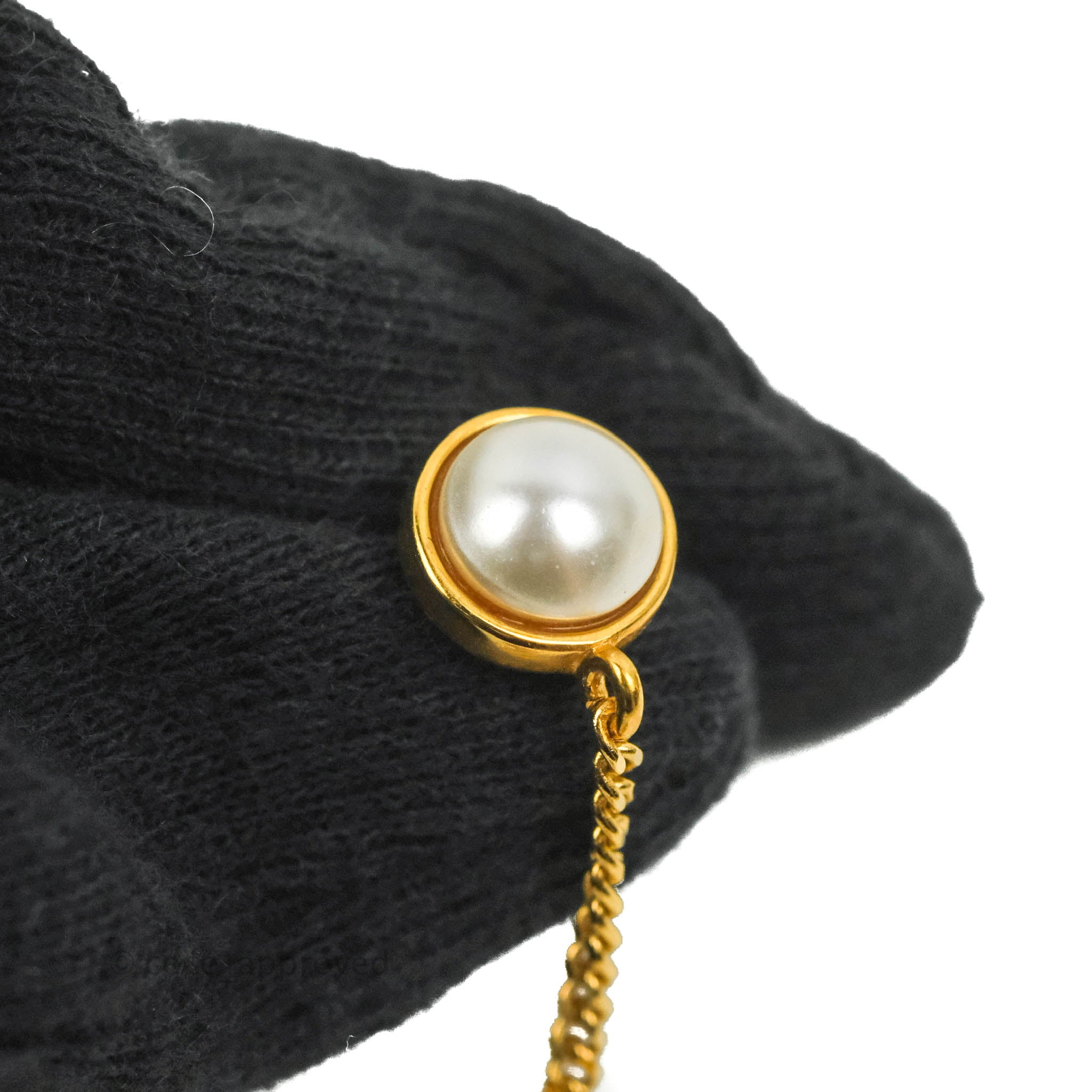Chanel Rhinestone Pearl Drop Earrings - Gold Tone Luxury Jewelry for Women | Perfect for Parties, Weddings & Special Occasions